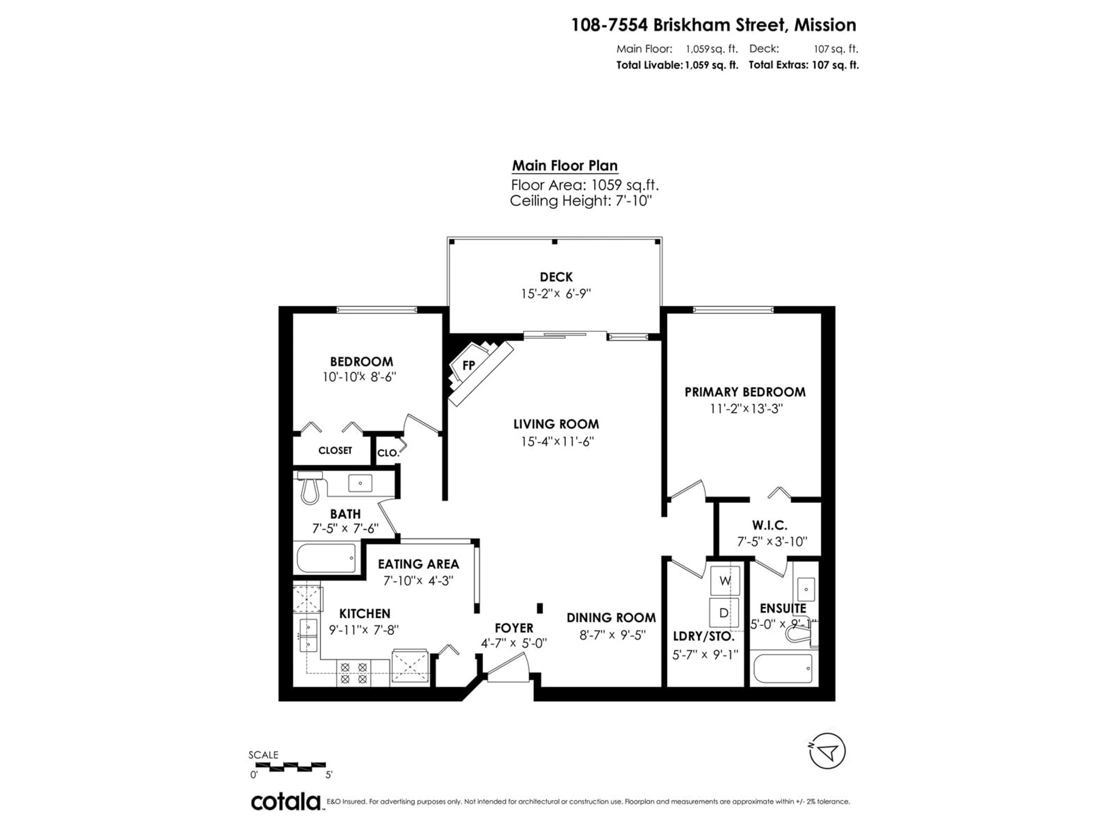 Floor plan for 108 - 7554 BRISKHAM, Mission British Columbia V2V5L9