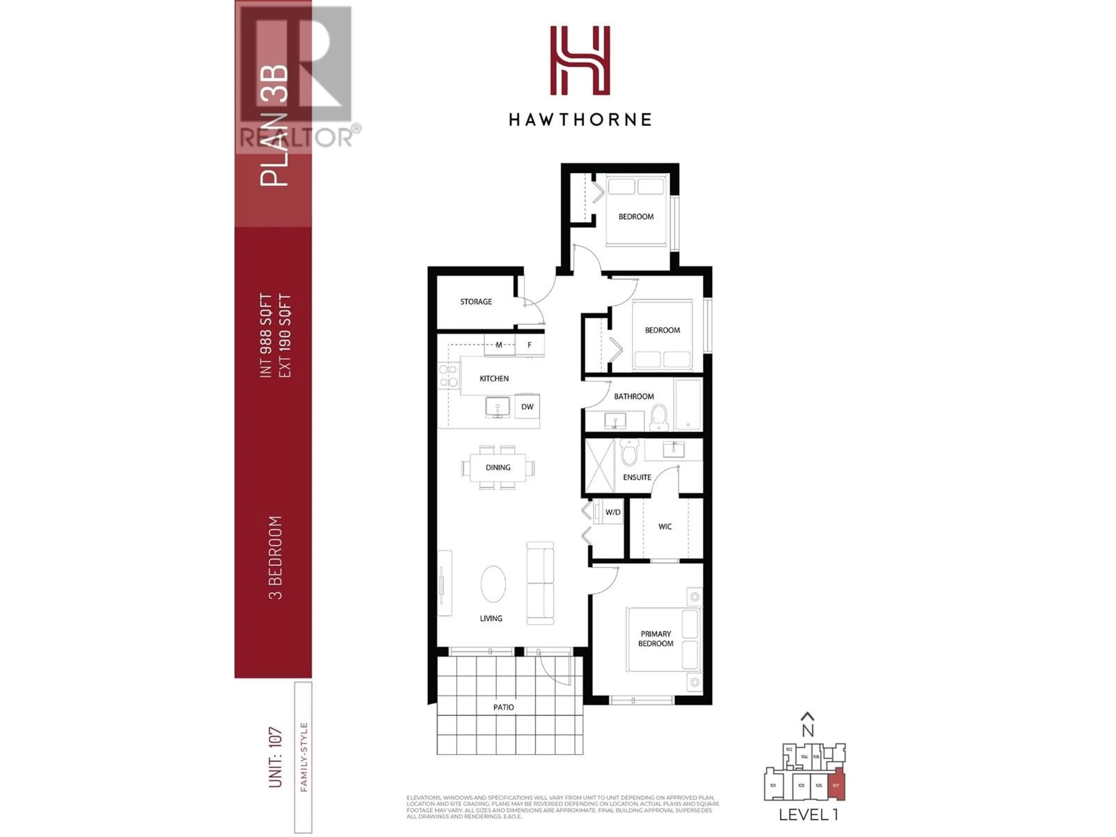 Floor plan for 107 - 2277 HAWTHORNE AVENUE, Port Coquitlam British Columbia N0N0N0