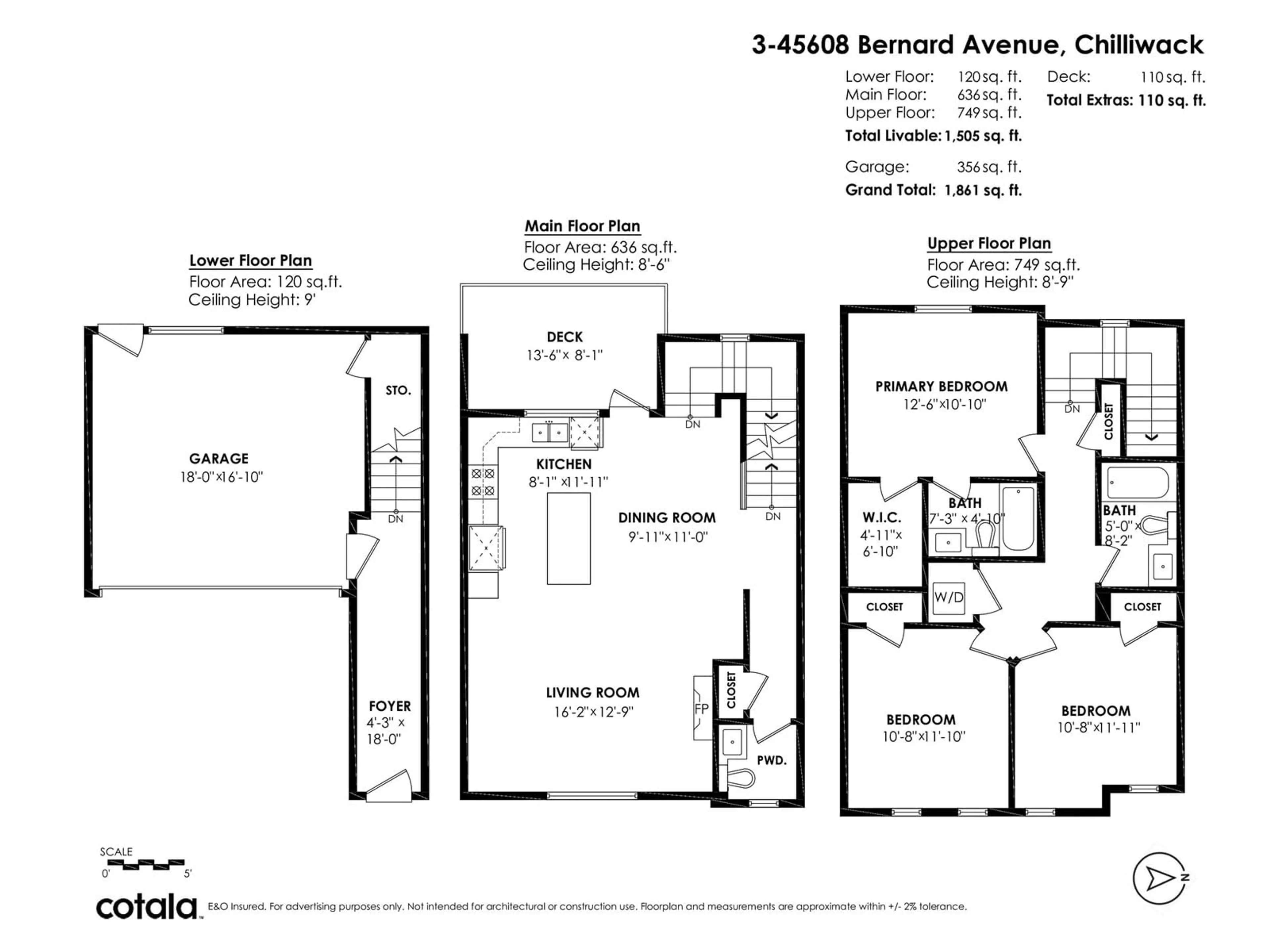 Floor plan for 3 - 45608 BERNARD AVENUE, Chilliwack British Columbia V2P1H8