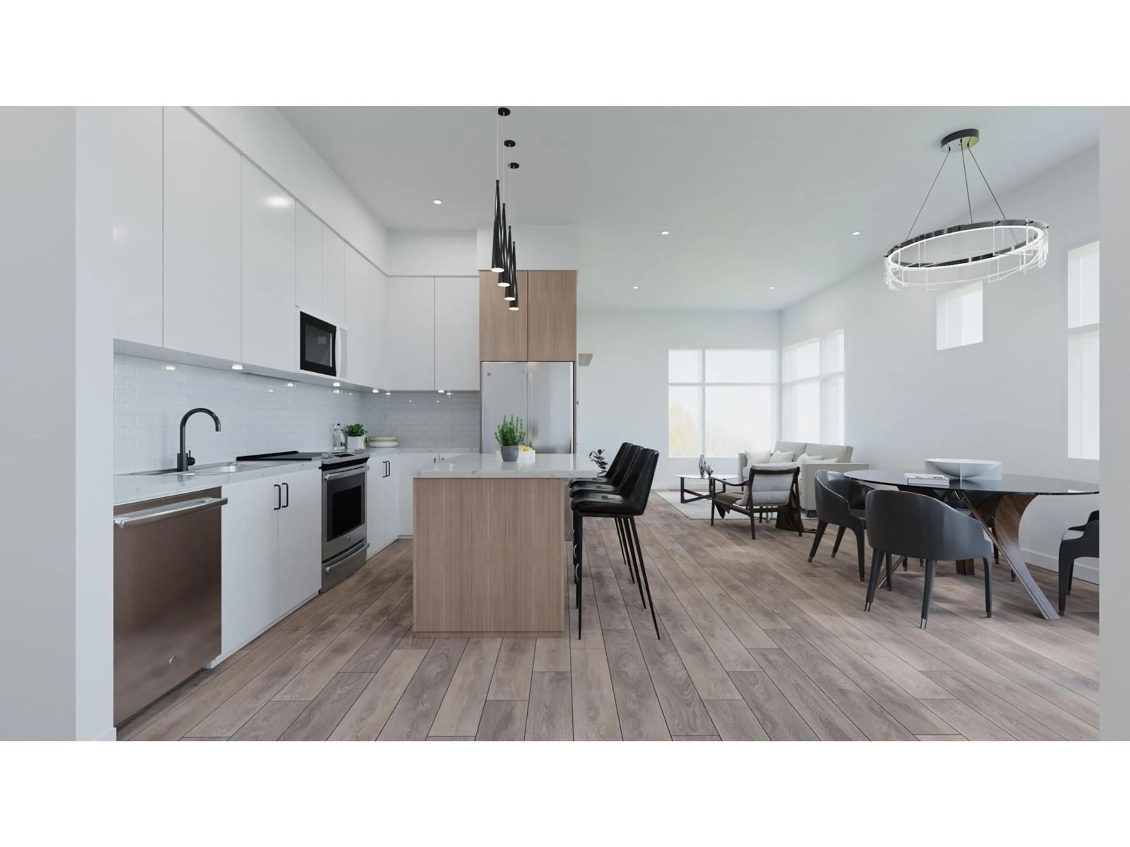 Open concept kitchen, wood/laminate floor for 209 - 185 175A STREET, Surrey British Columbia V0V0V0