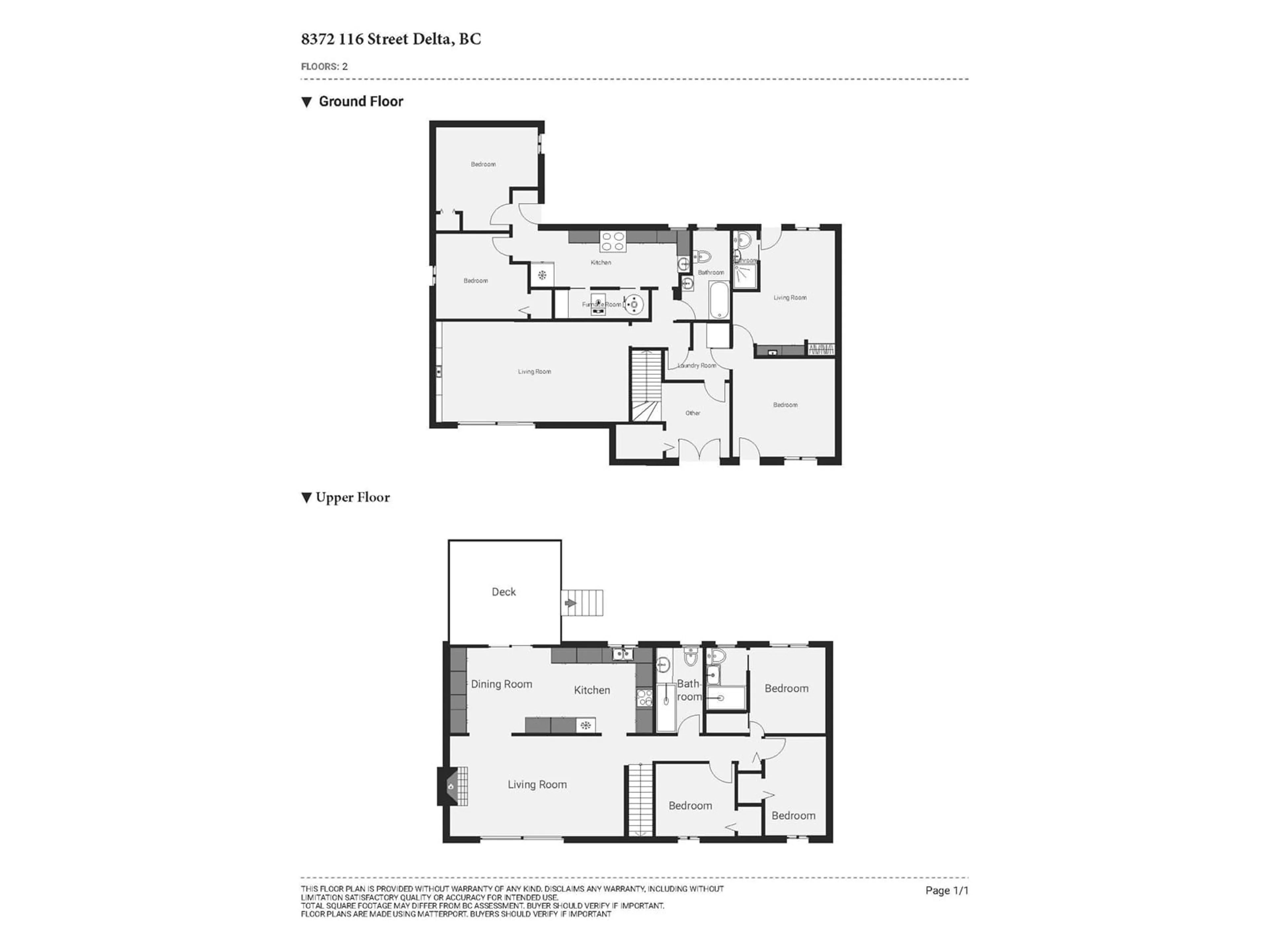Floor plan for 8372 116, Delta British Columbia V4C5V2