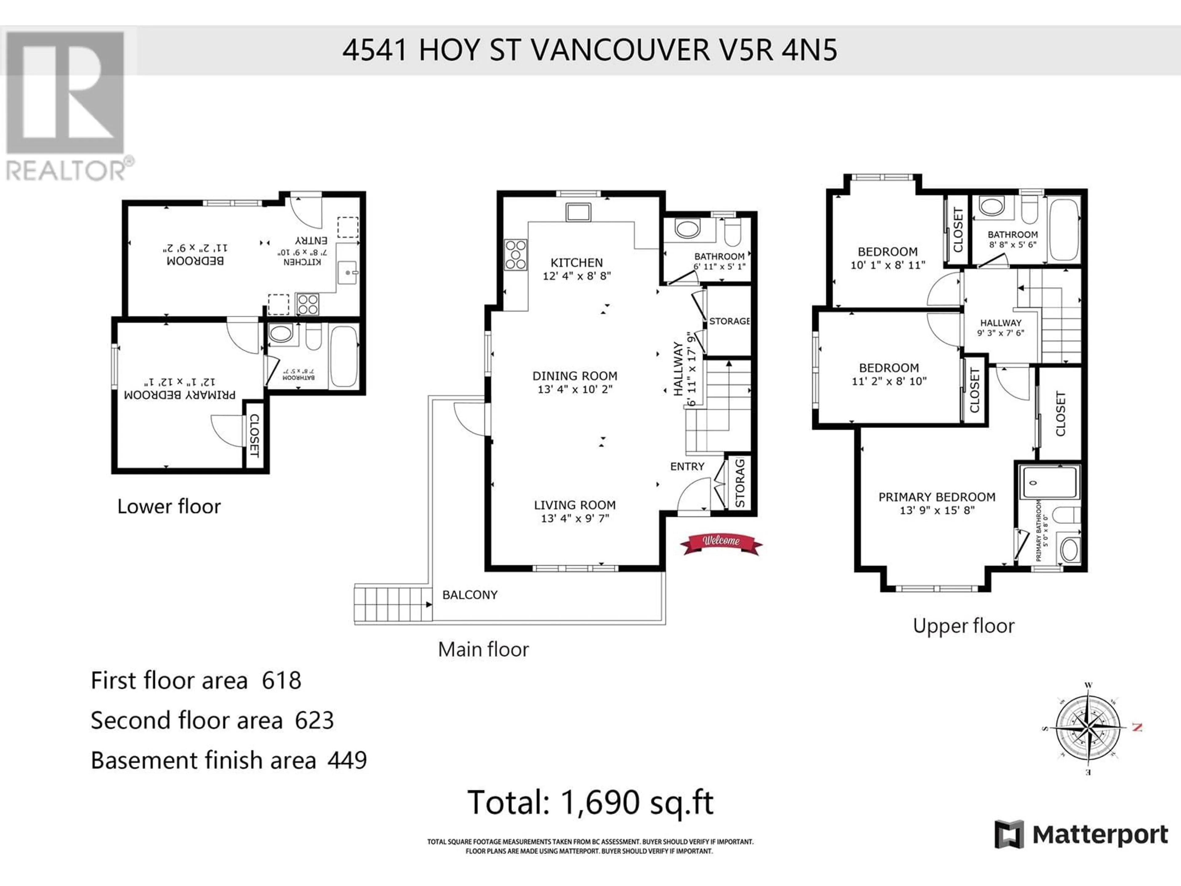 Floor plan for 4541 HOY STREET, Vancouver British Columbia V5R4N5
