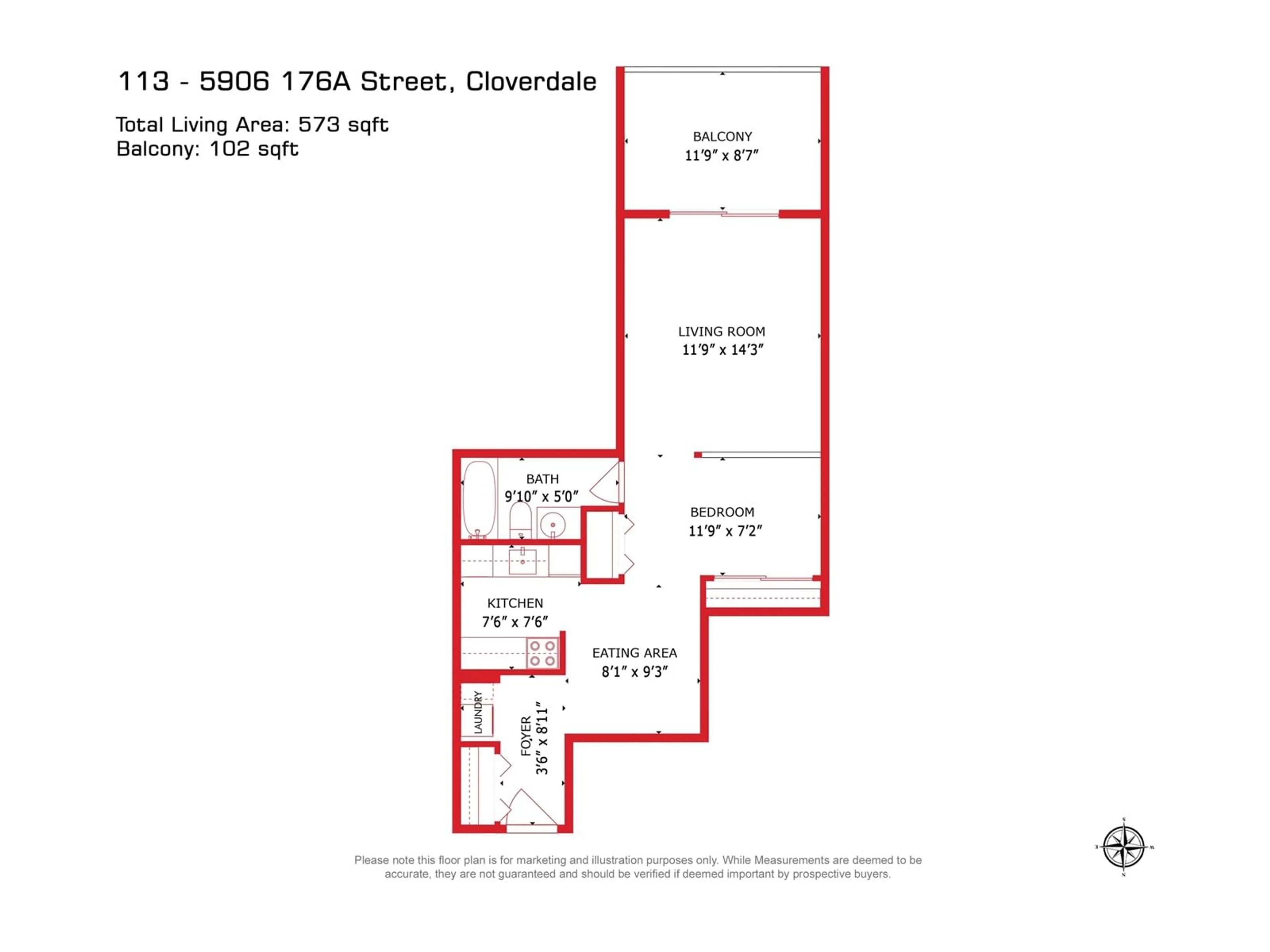 Floor plan for 113 - 5906 176A, Surrey British Columbia V3S4H7