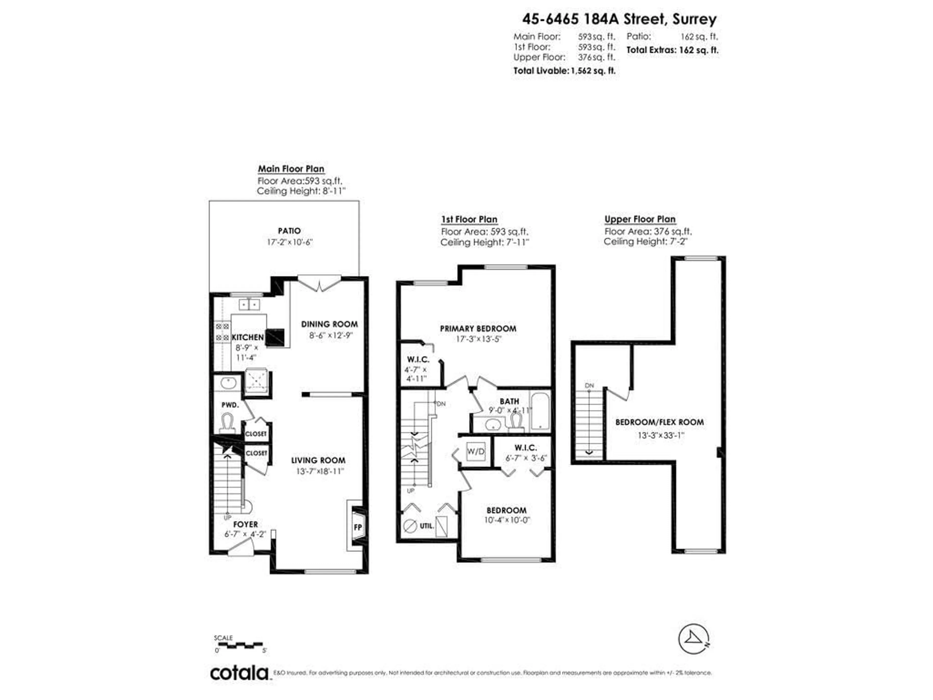Floor plan for 45 - 6465 184A, Surrey British Columbia V3S8X9