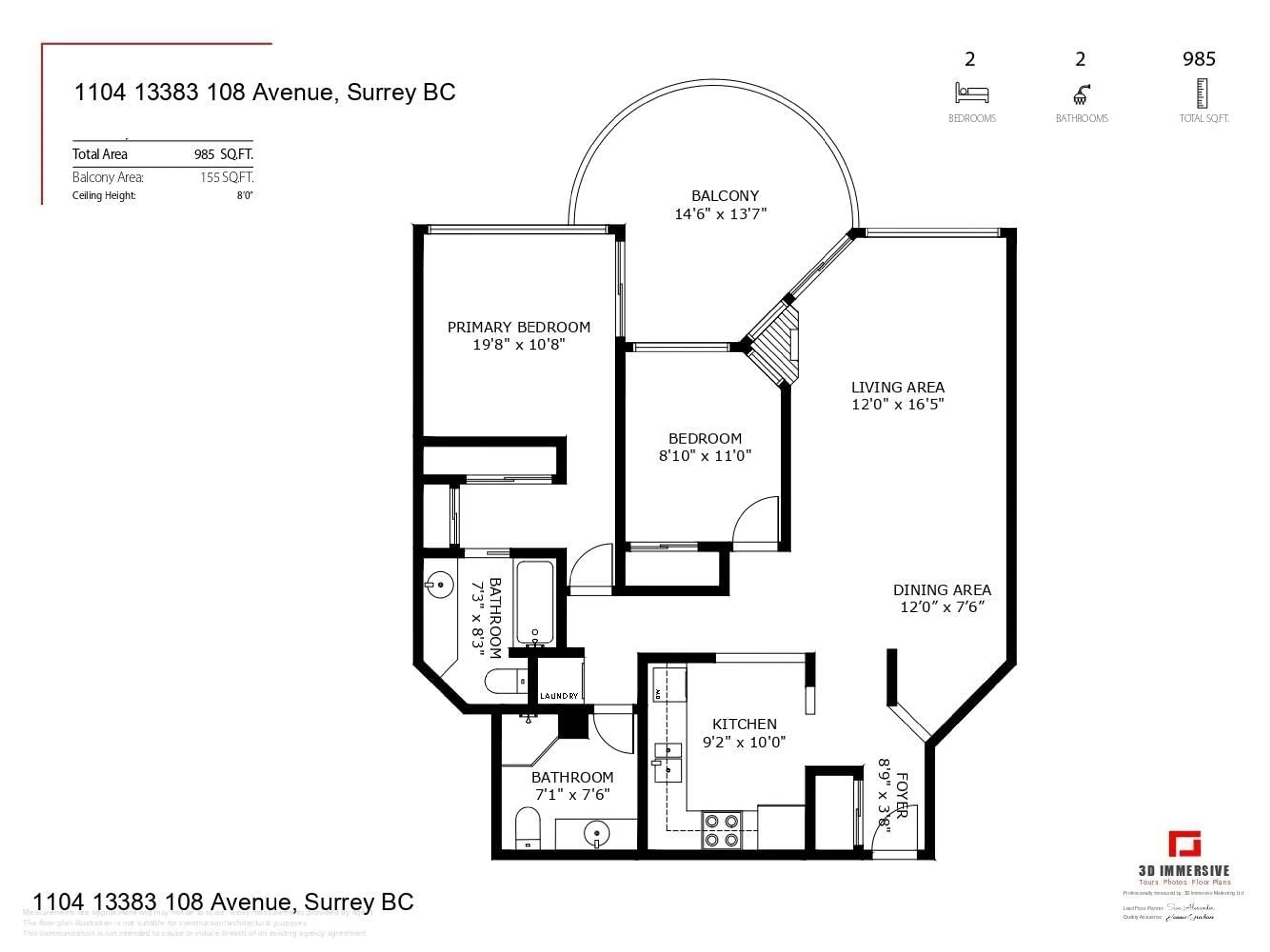 Floor plan for 1104 - 13383 108, Surrey British Columbia V3T5T6