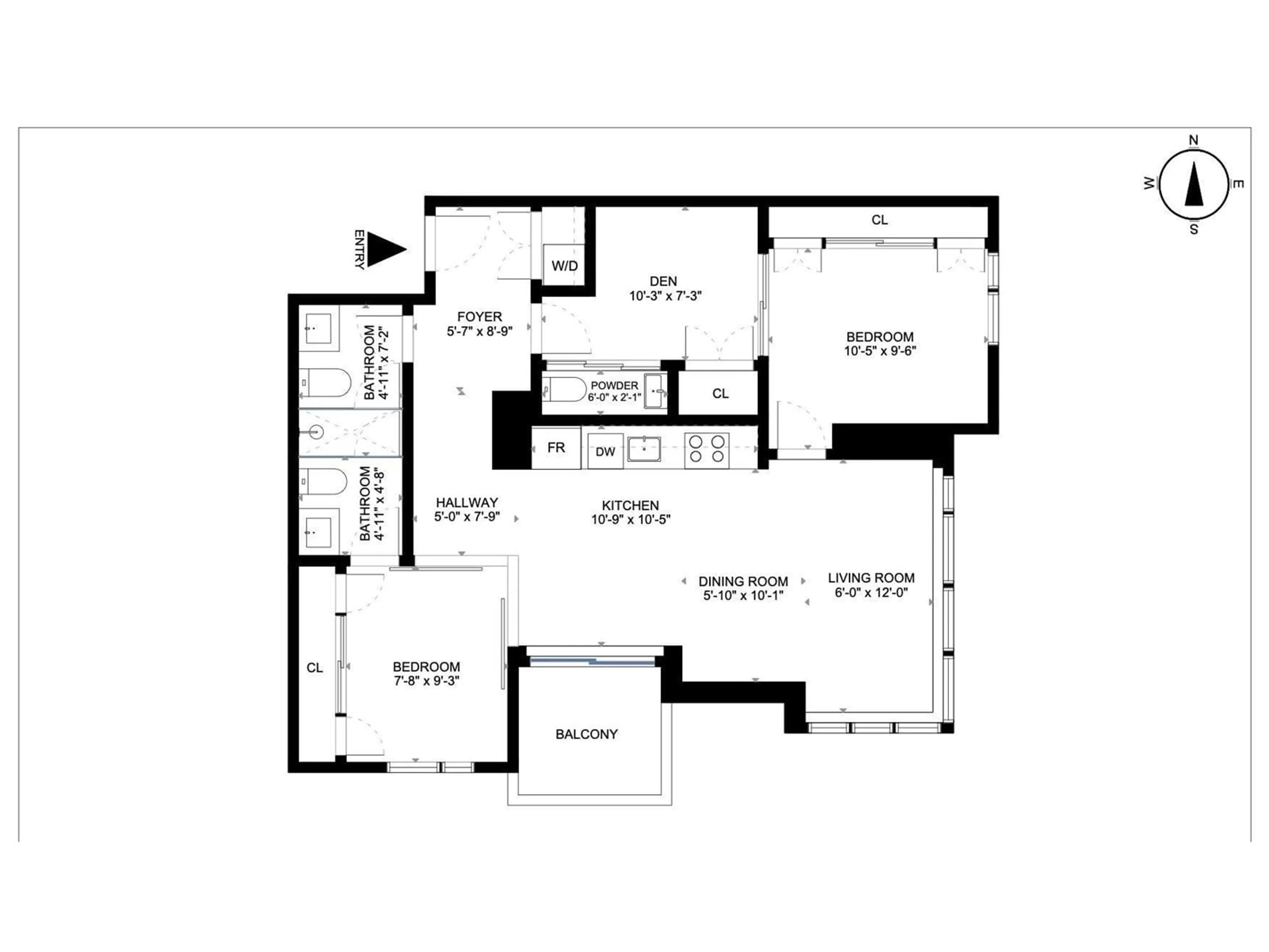 Floor plan for 1612 - 13438 CENTRAL, Surrey British Columbia V3T0N2