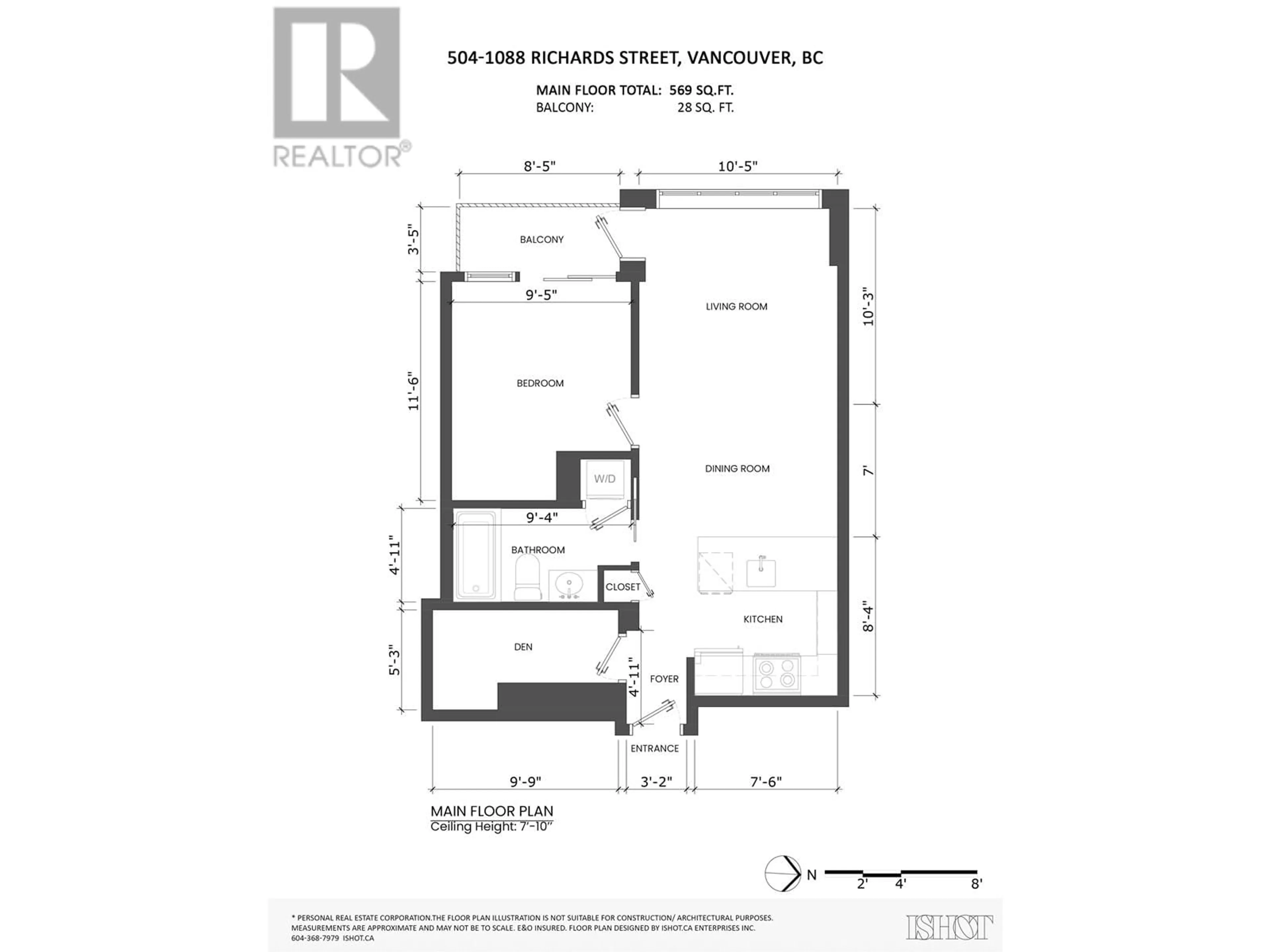 Floor plan for 504 - 1088 RICHARDS STREET, Vancouver British Columbia V6B0J8