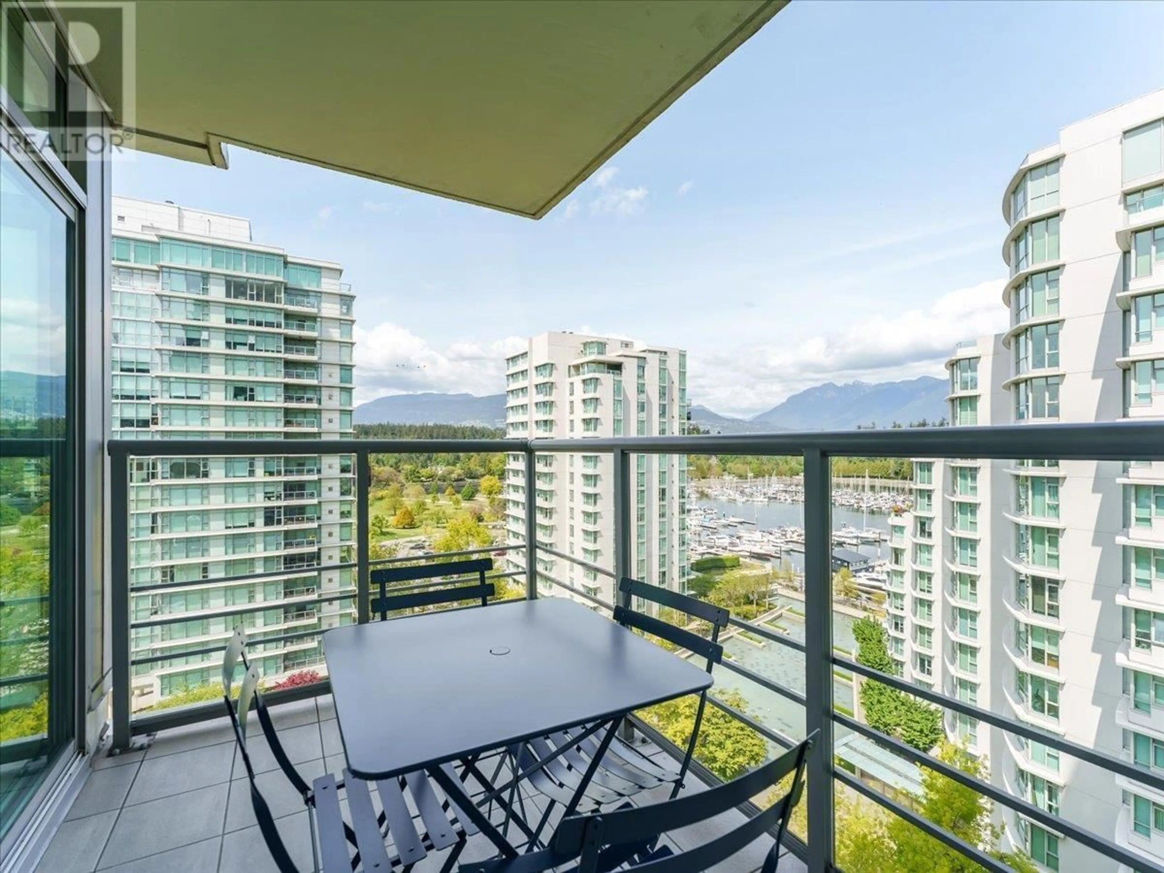 Balcony in the apartment, city buildings view from balcony for 1101 - 1710 BAYSHORE DRIVE, Vancouver British Columbia V6G3G4