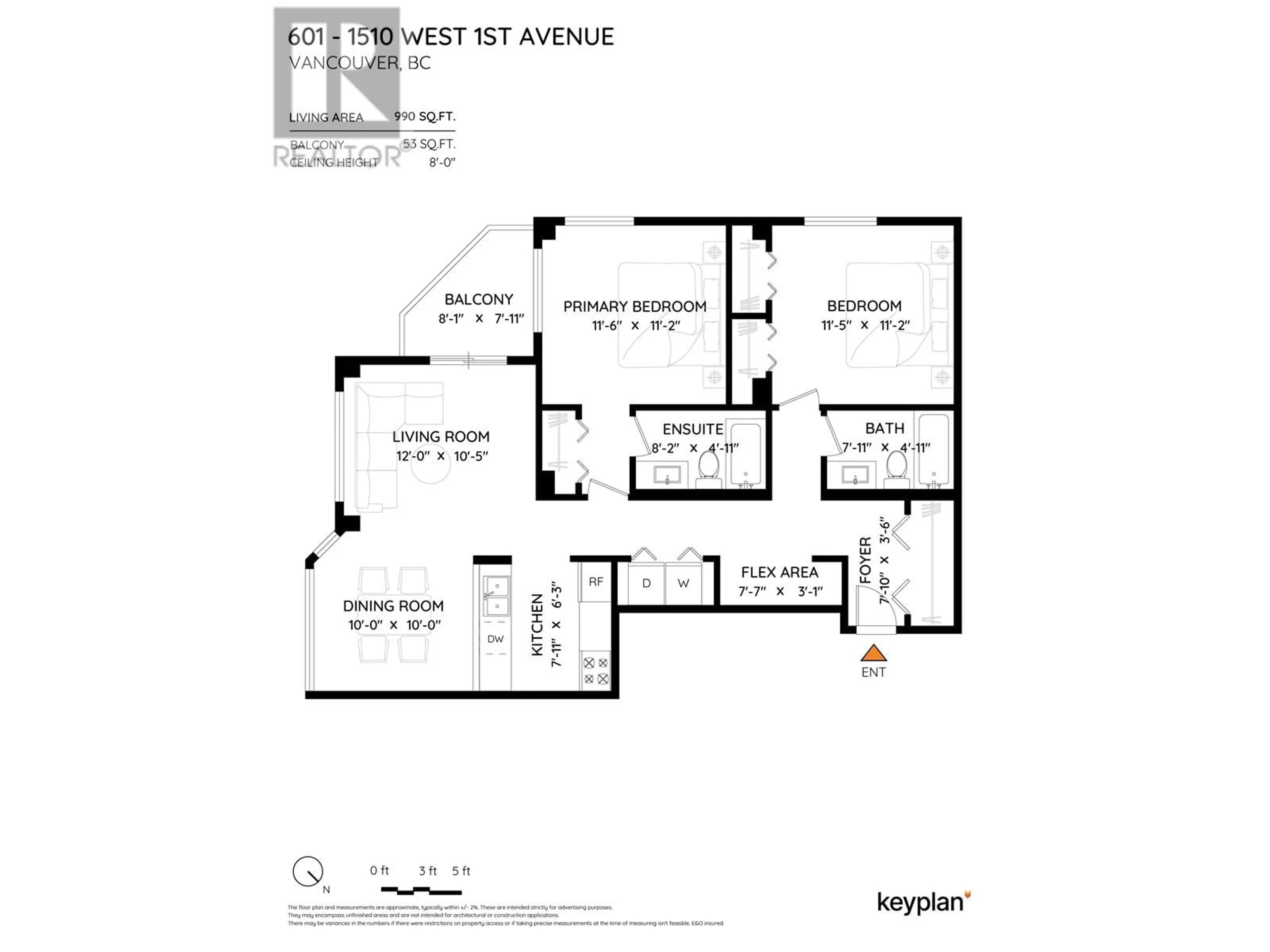 Floor plan for 601 - 1510 1ST AVENUE, Vancouver British Columbia V6J4S3
