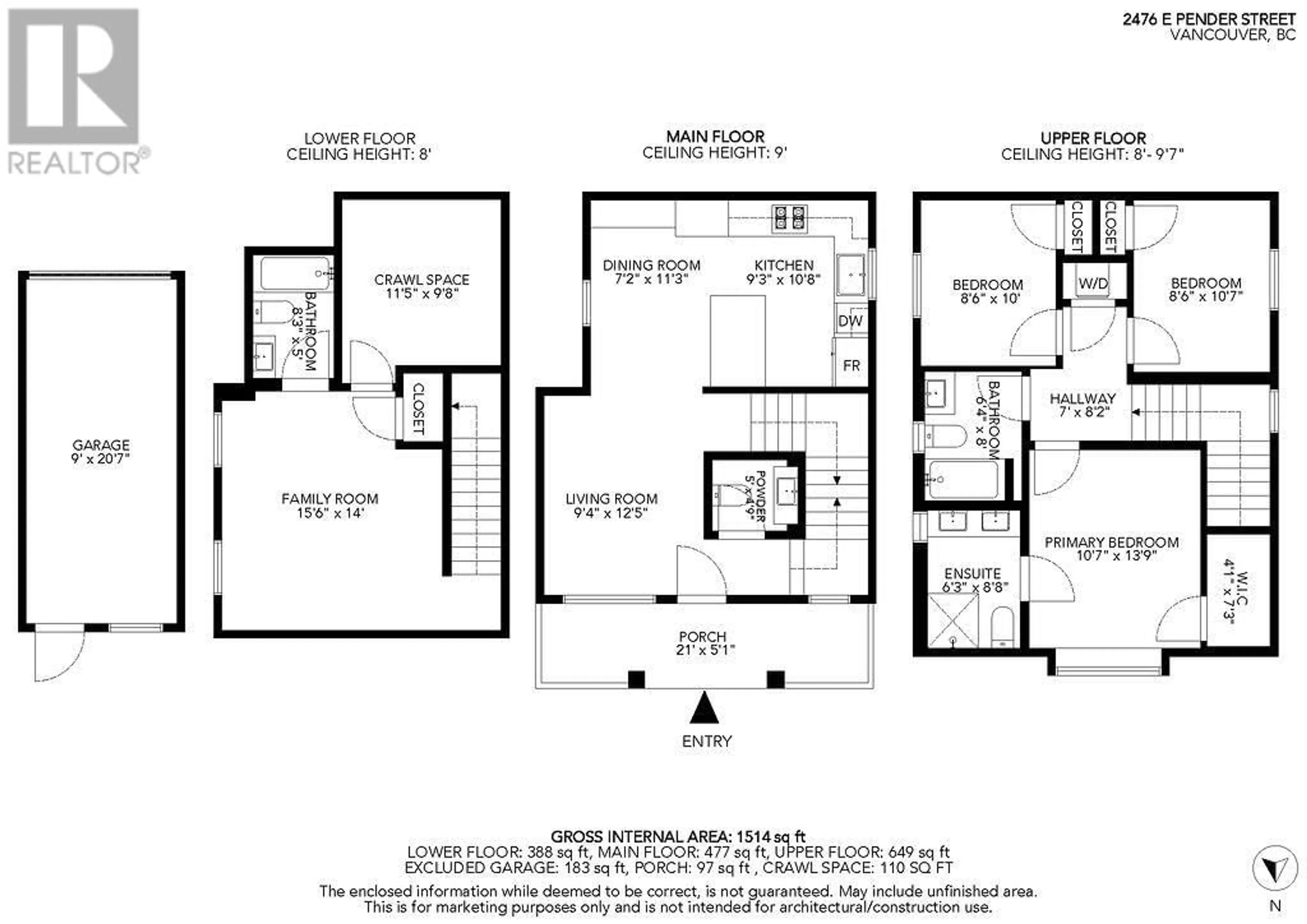 Floor plan for 2476 PENDER STREET, Vancouver British Columbia V5K2B3