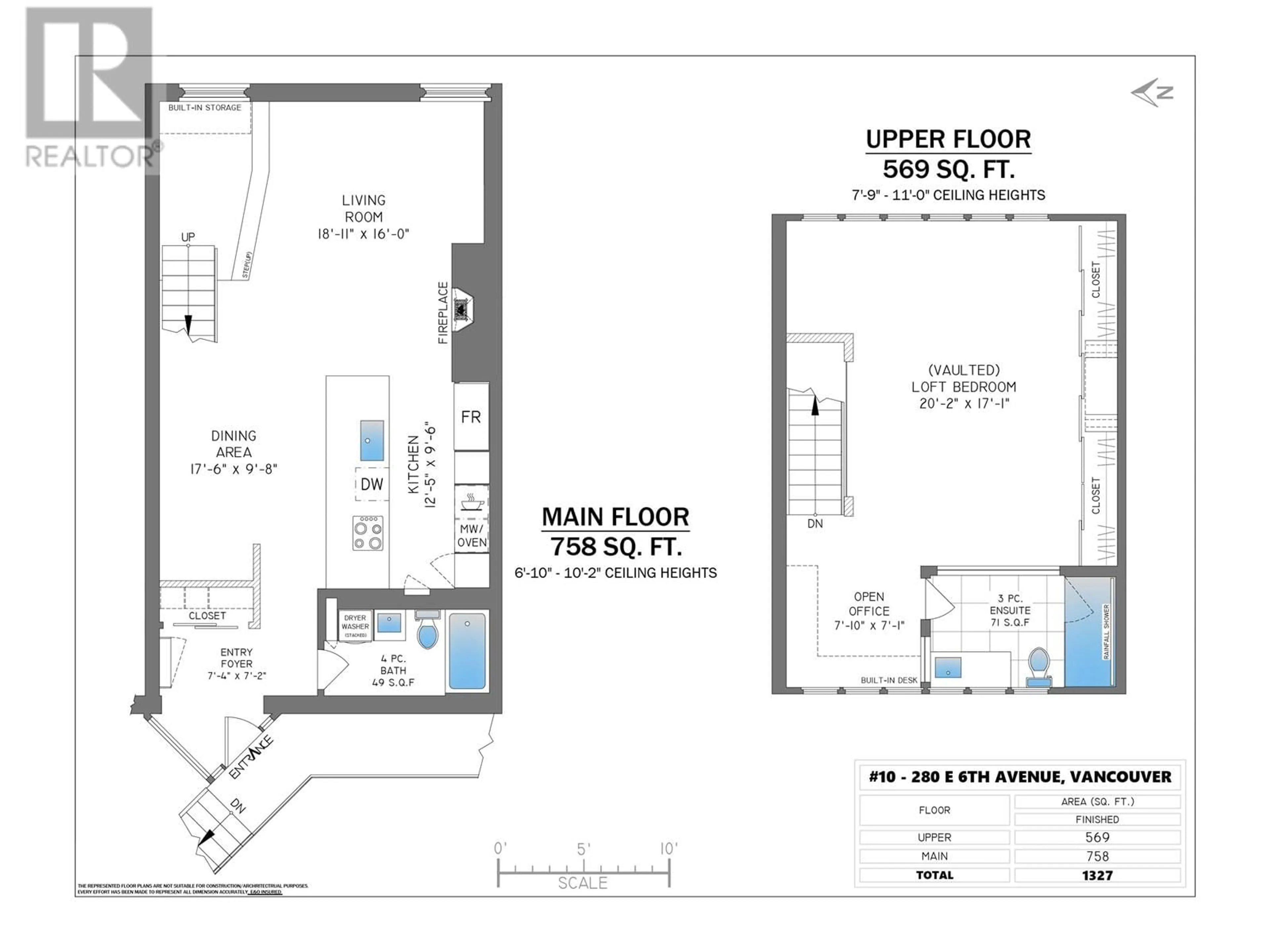 Floor plan for 10 - 280 6TH AVENUE, Vancouver British Columbia V5T1J8