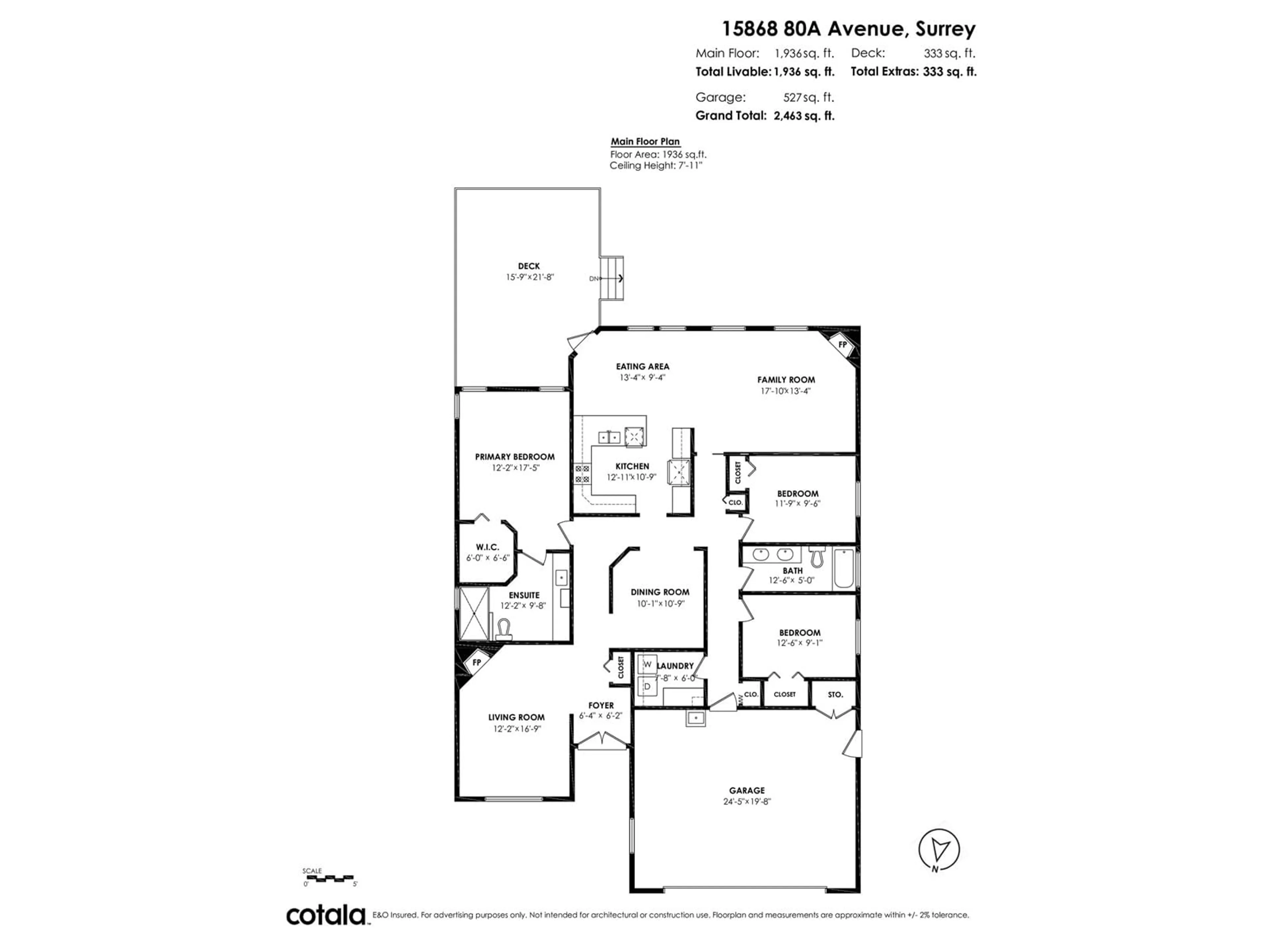 Floor plan for 15868 80A, Surrey British Columbia V4N0S7