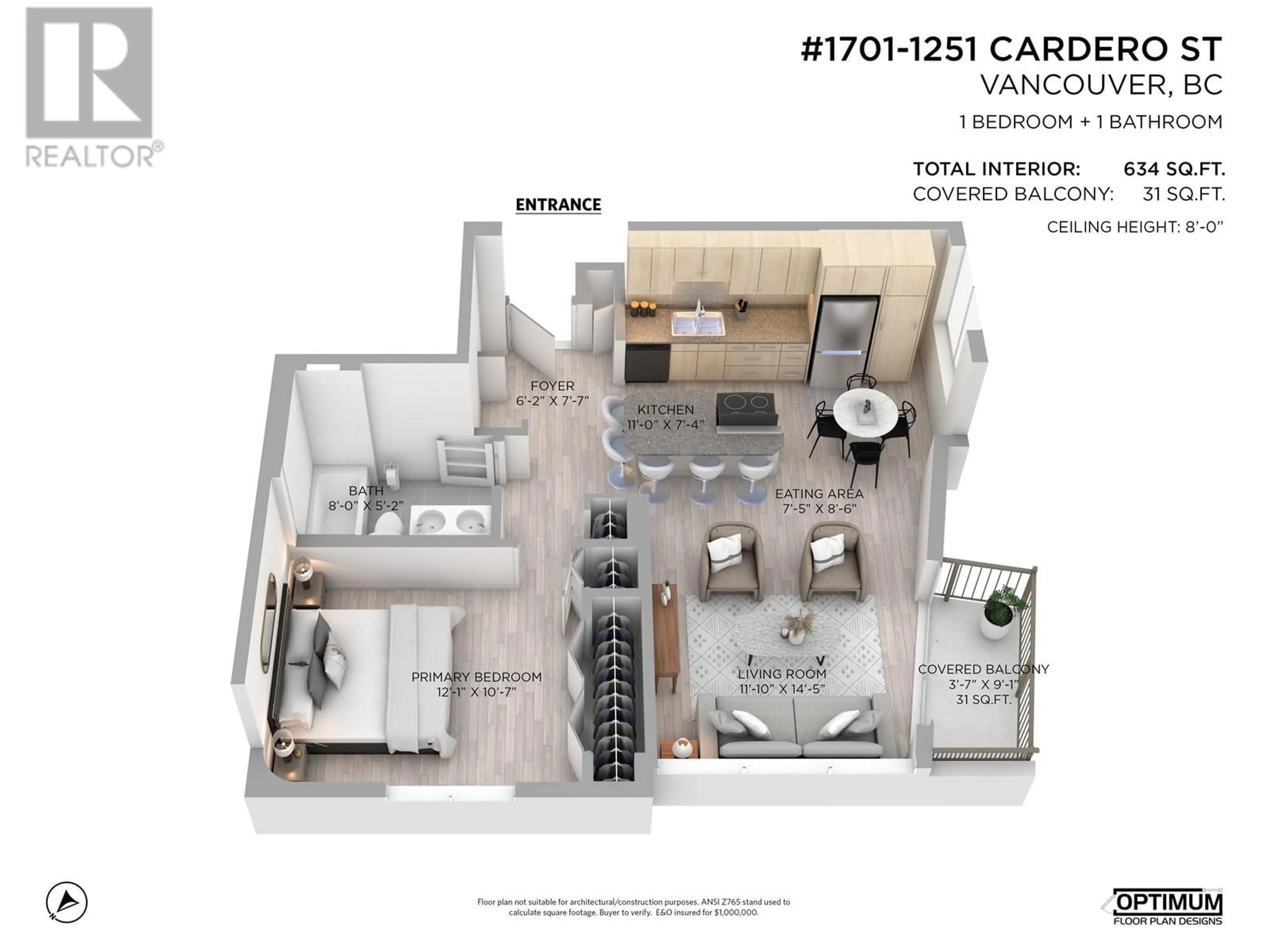 Floor plan for 1701 - 1251 CARDERO STREET, Downtown British Columbia V6G2H9