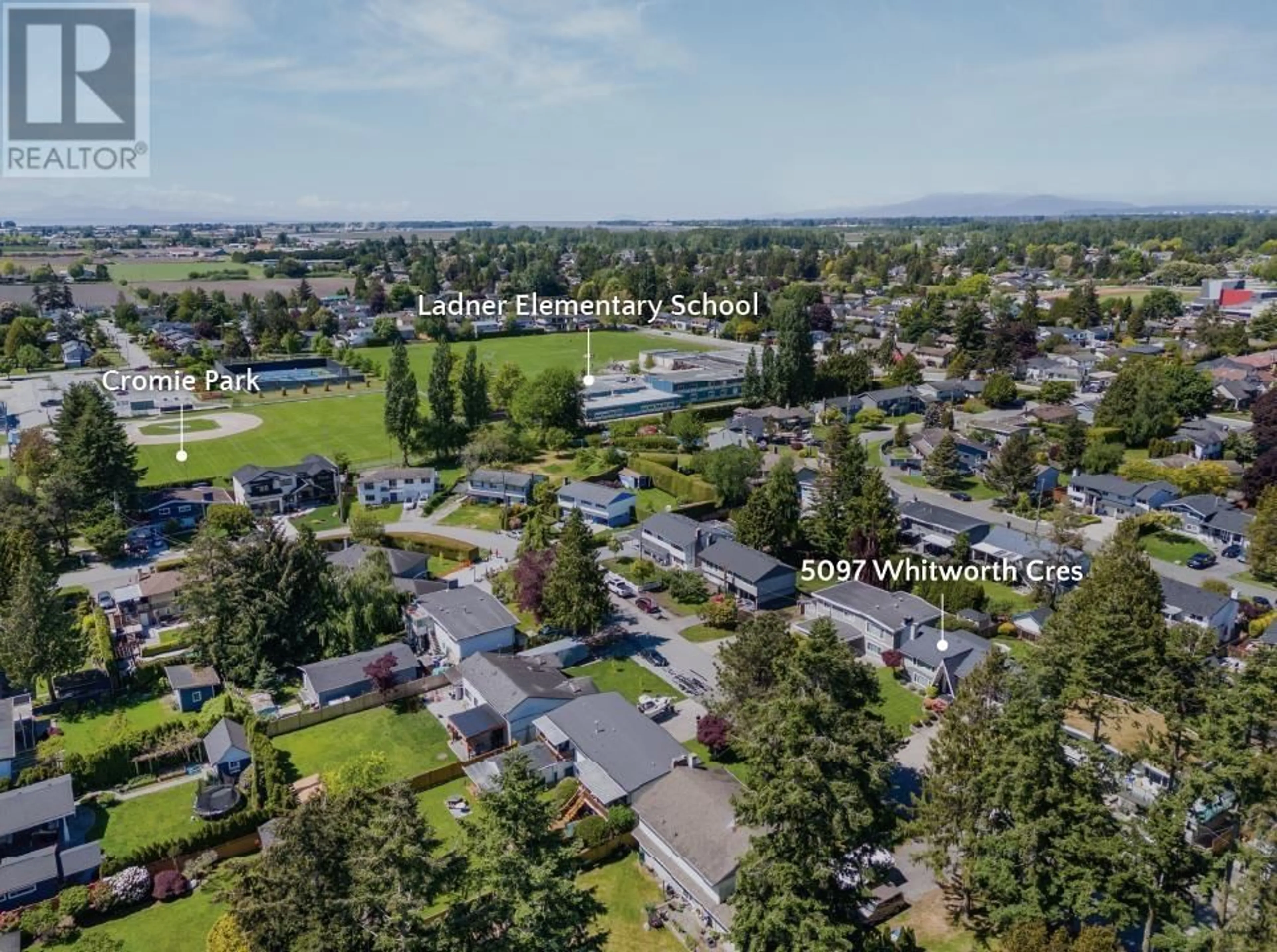 A pic from outside/outdoor area/front of a property/back of a property/a pic from drone, water/lake/river/ocean view for 5097 WHITWORTH CRESCENT, Ladner British Columbia V4K1B1