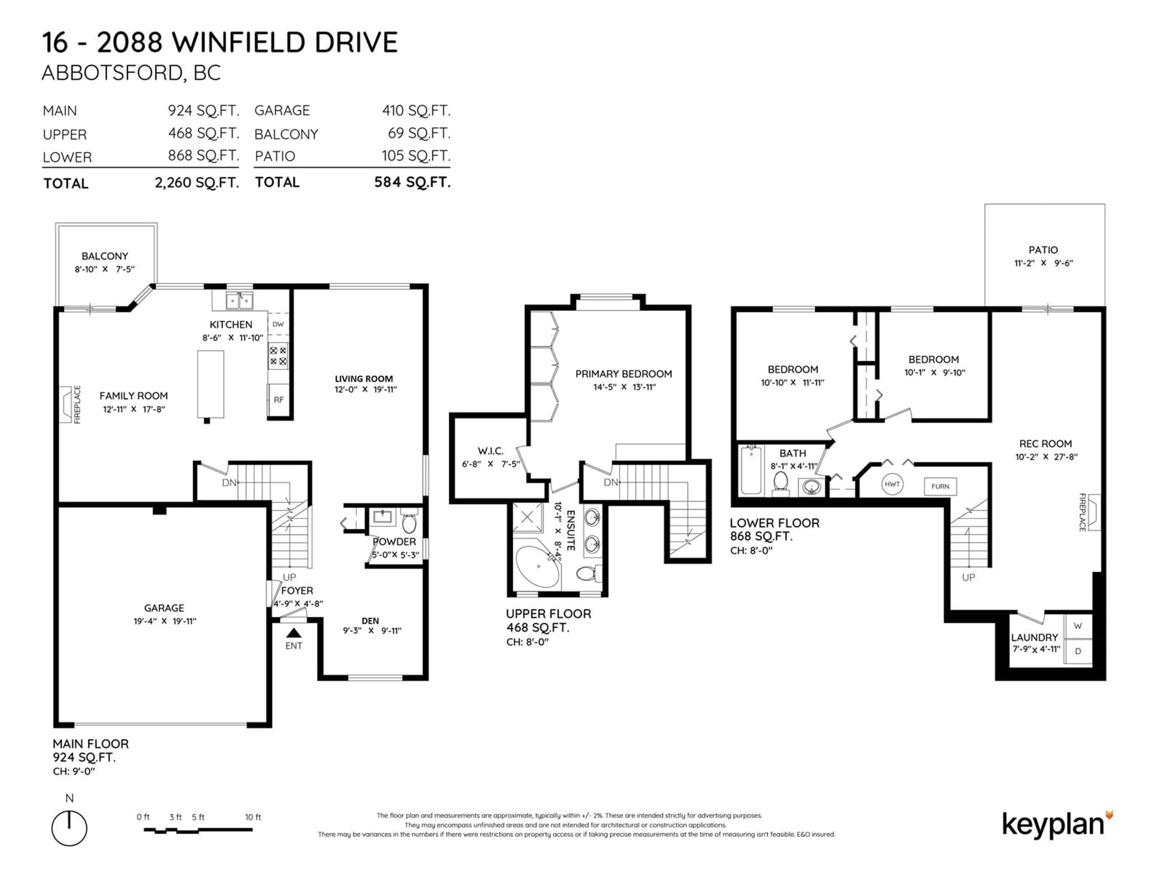 Floor plan for 16 - 2088 WINFIELD, Abbotsford British Columbia V3G3C3