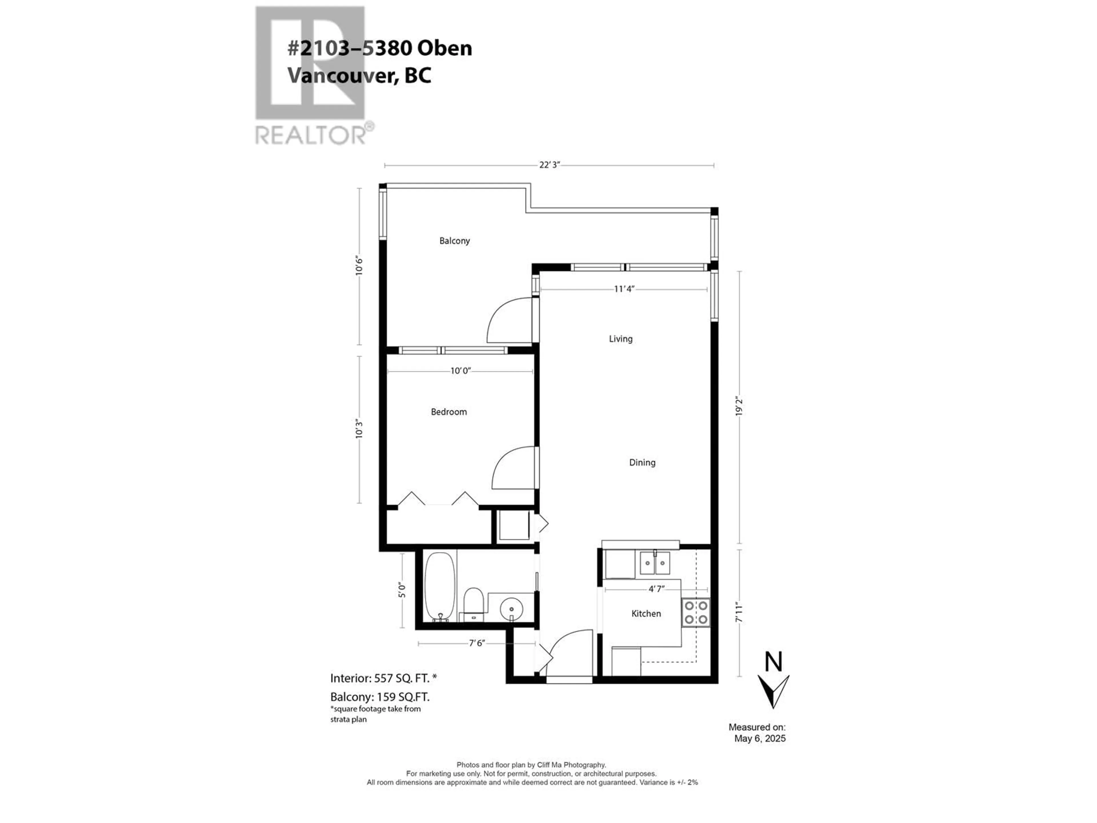 Floor plan for 2103 - 5380 OBEN STREET, Vancouver British Columbia V5R6H7