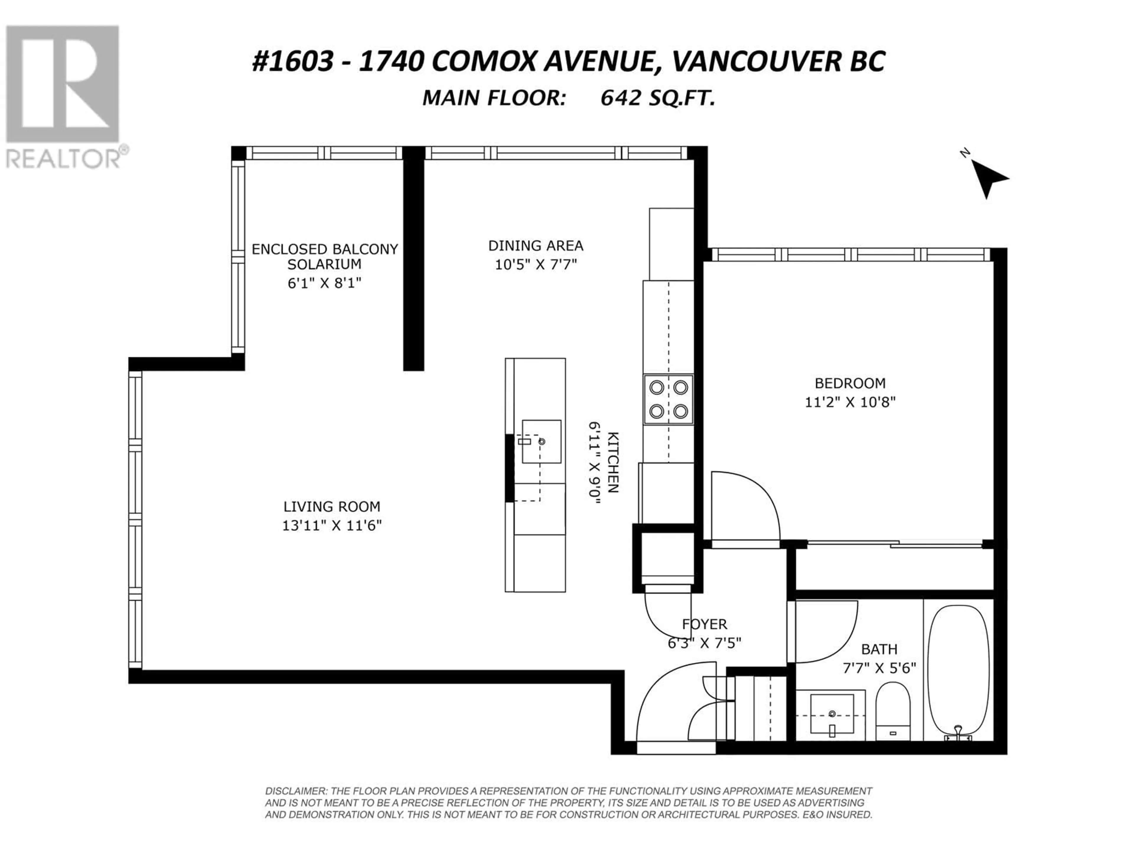 Floor plan for 1603 - 1740 COMOX AVENUE, Vancouver British Columbia V6G2Z1