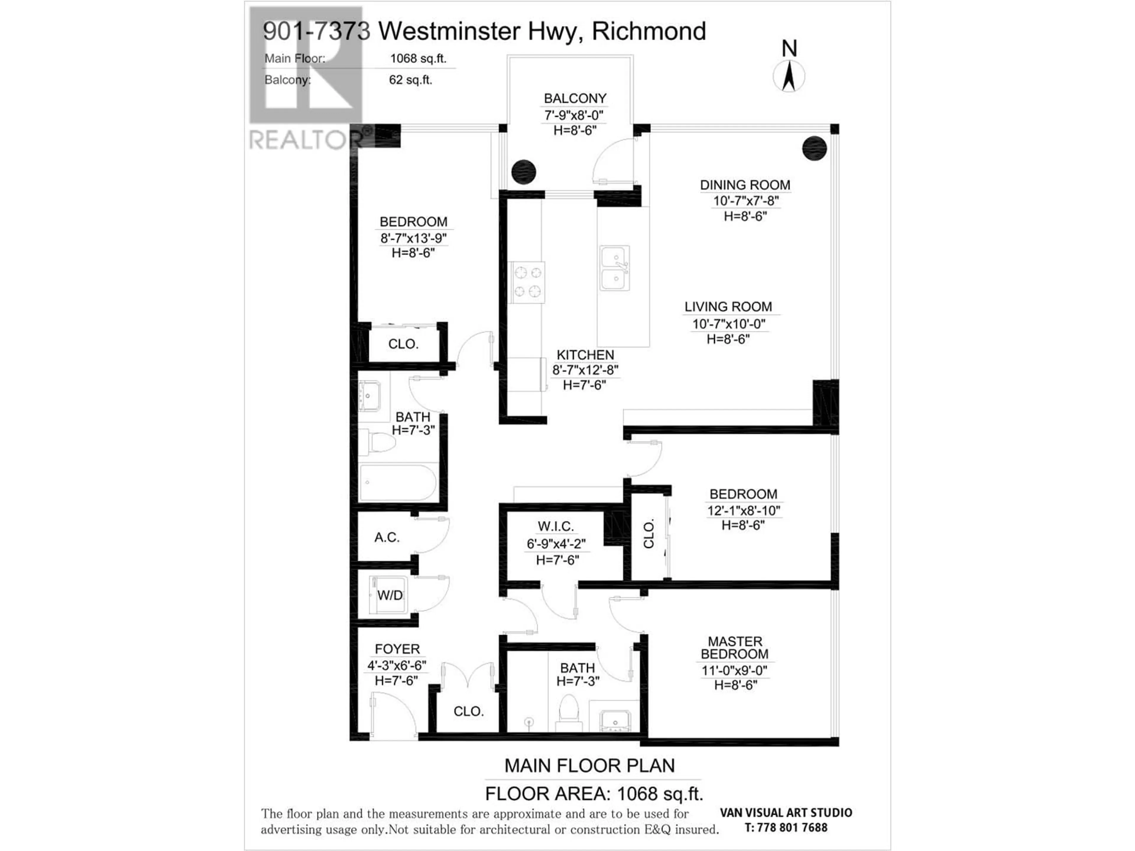 Floor plan for 901 - 7373 WESTMINSTER HIGHWAY, Richmond British Columbia V6X0B5
