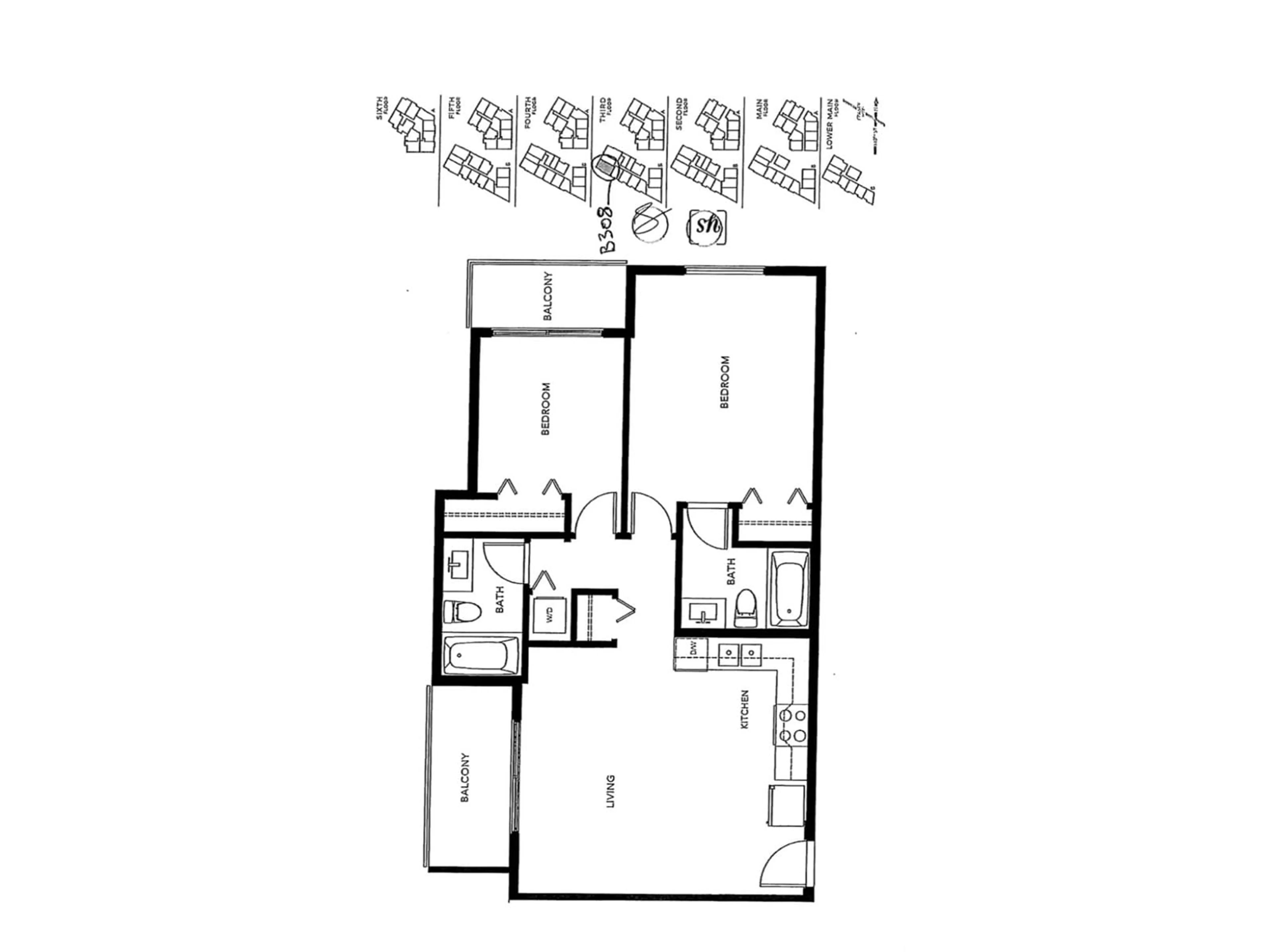 Floor plan for 308 - 9689 140, Surrey British Columbia V3T0P3