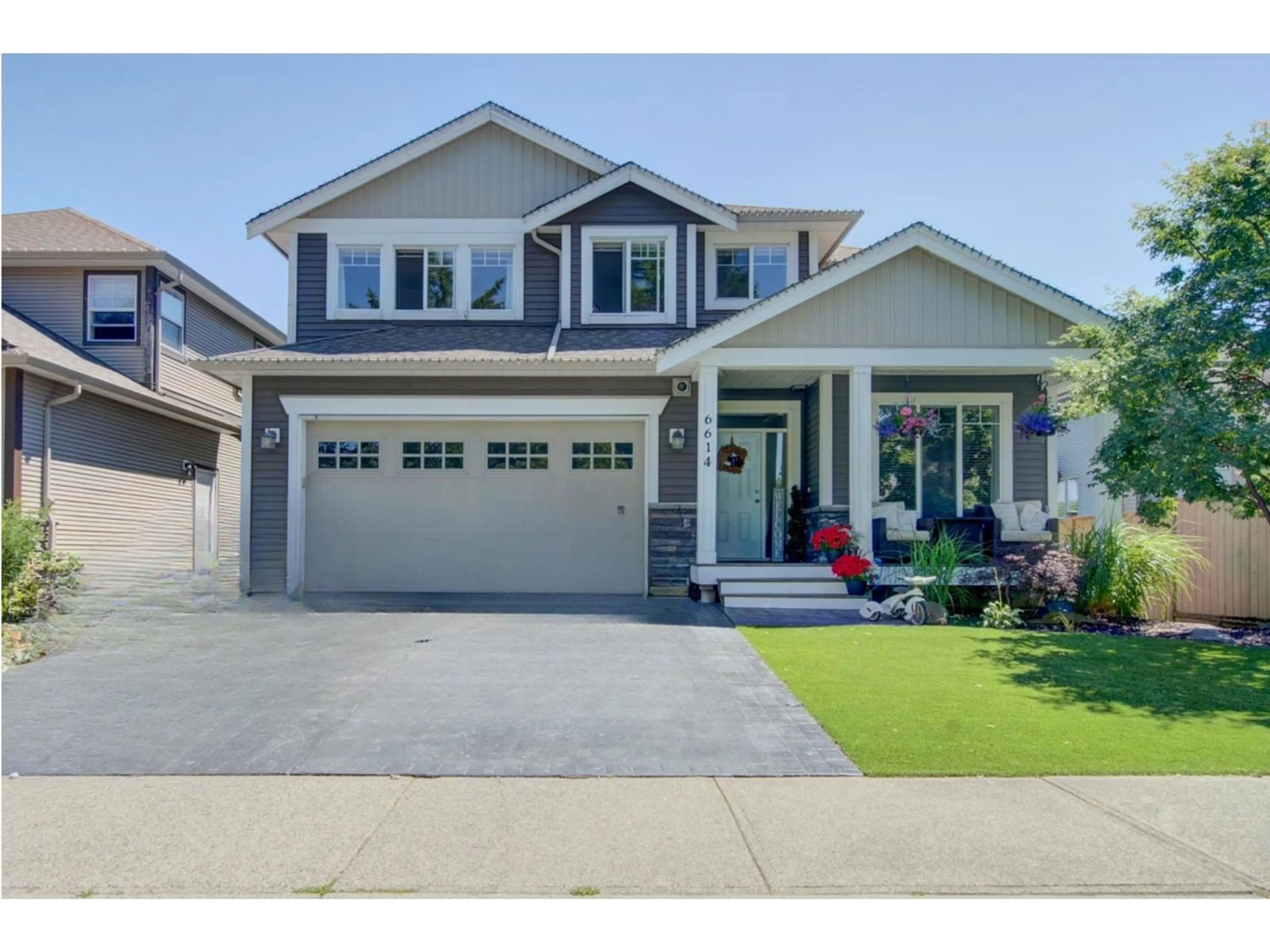 Home with vinyl exterior material, street for 6614 SOUTHDOWNE PLACE, Chilliwack British Columbia V2R0H5