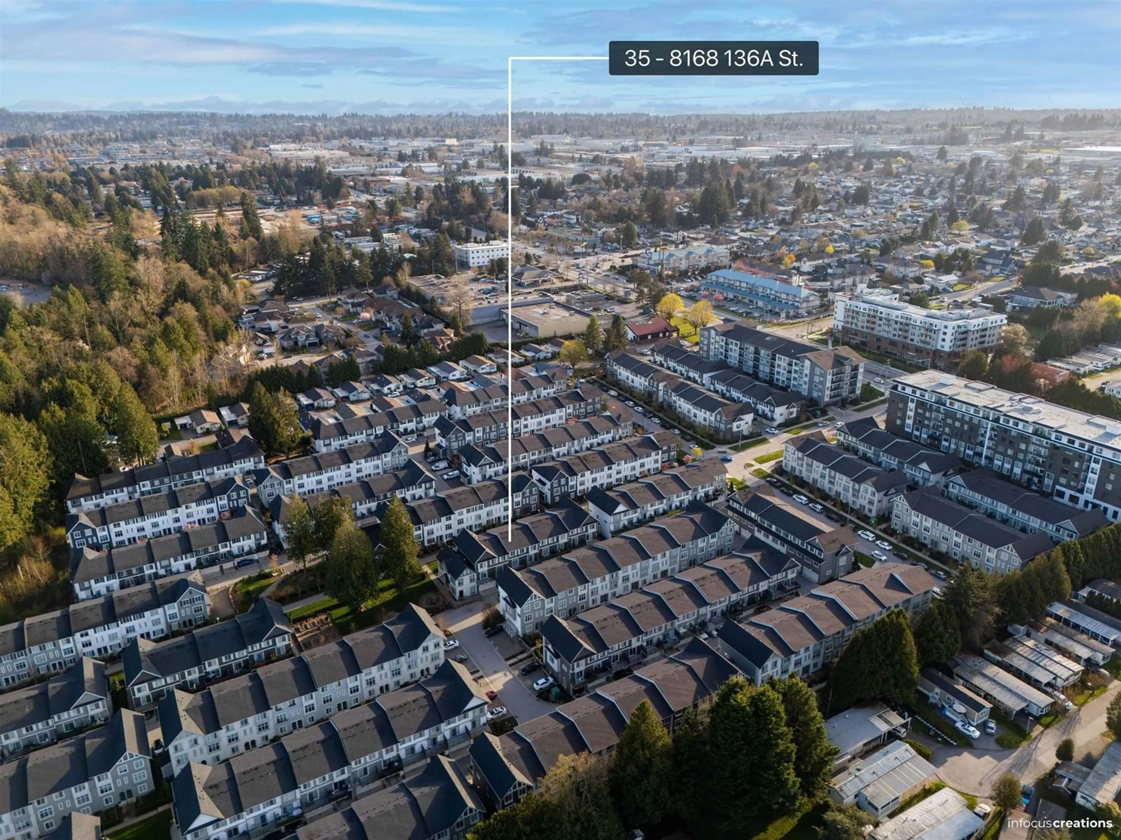 A pic from outside/outdoor area/front of a property/back of a property/a pic from drone, street for 35 - 8168 136A, Surrey British Columbia V3W2Z6