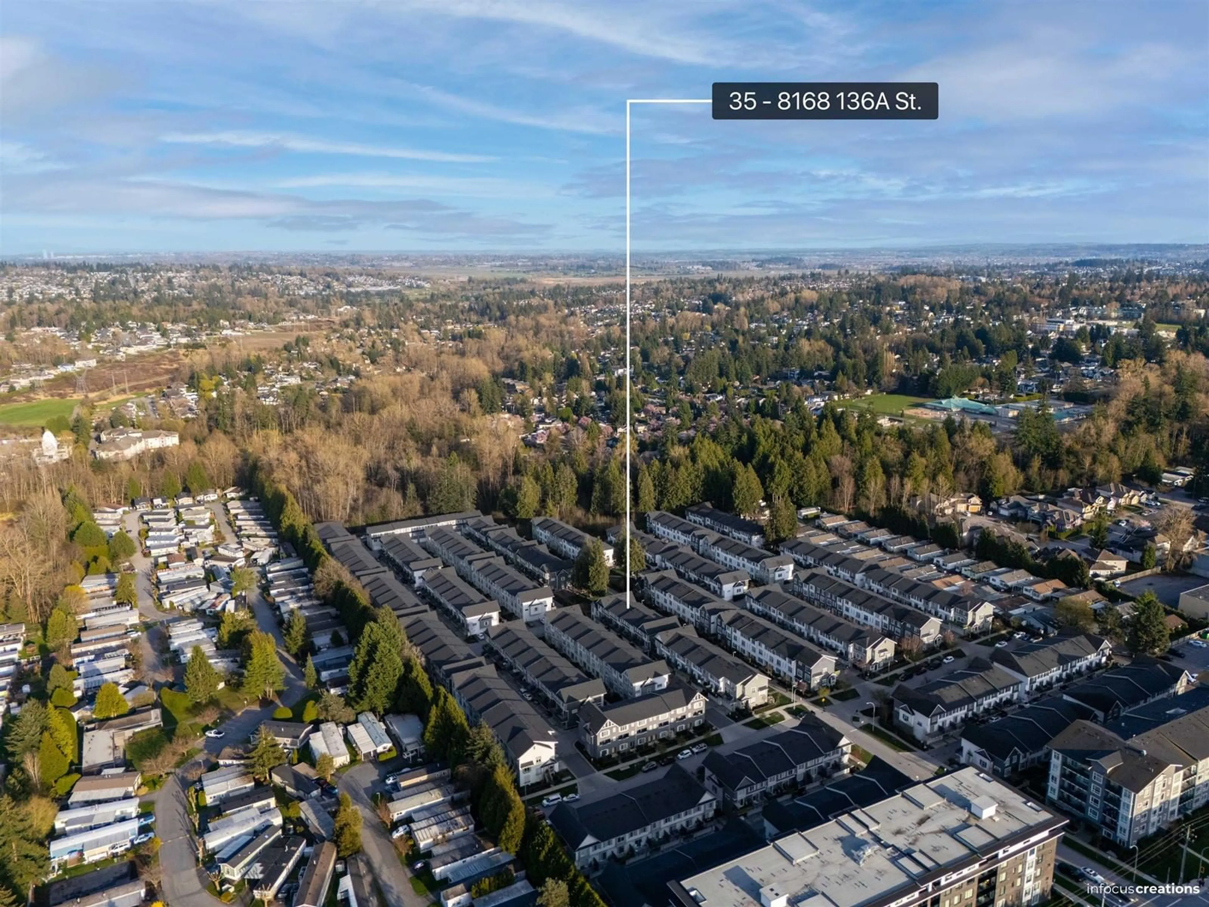 A pic from outside/outdoor area/front of a property/back of a property/a pic from drone, street for 35 - 8168 136A, Surrey British Columbia V3W2Z6