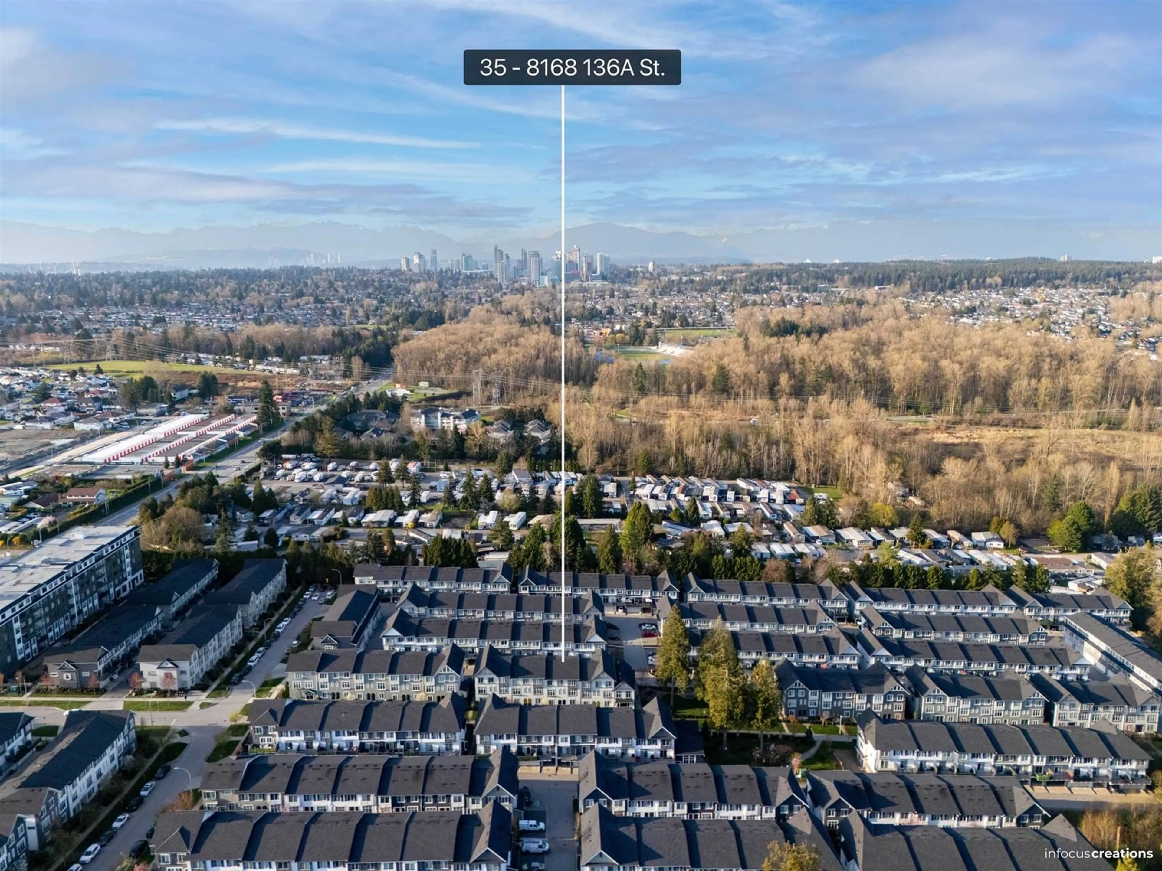 A pic from outside/outdoor area/front of a property/back of a property/a pic from drone, street for 35 - 8168 136A, Surrey British Columbia V3W2Z6