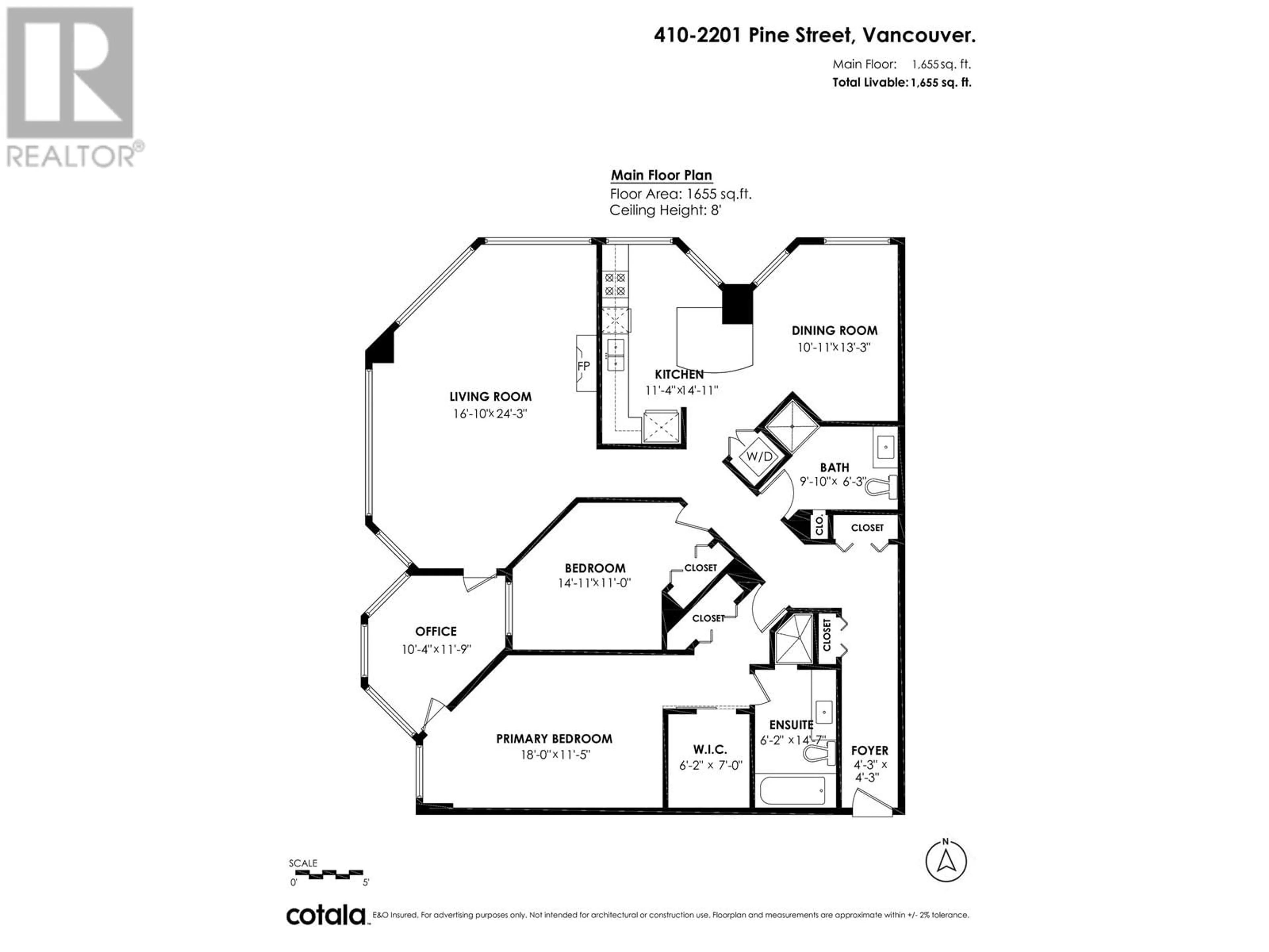 Floor plan for 410 - 2201 PINE STREET, Vancouver British Columbia V6J5E7