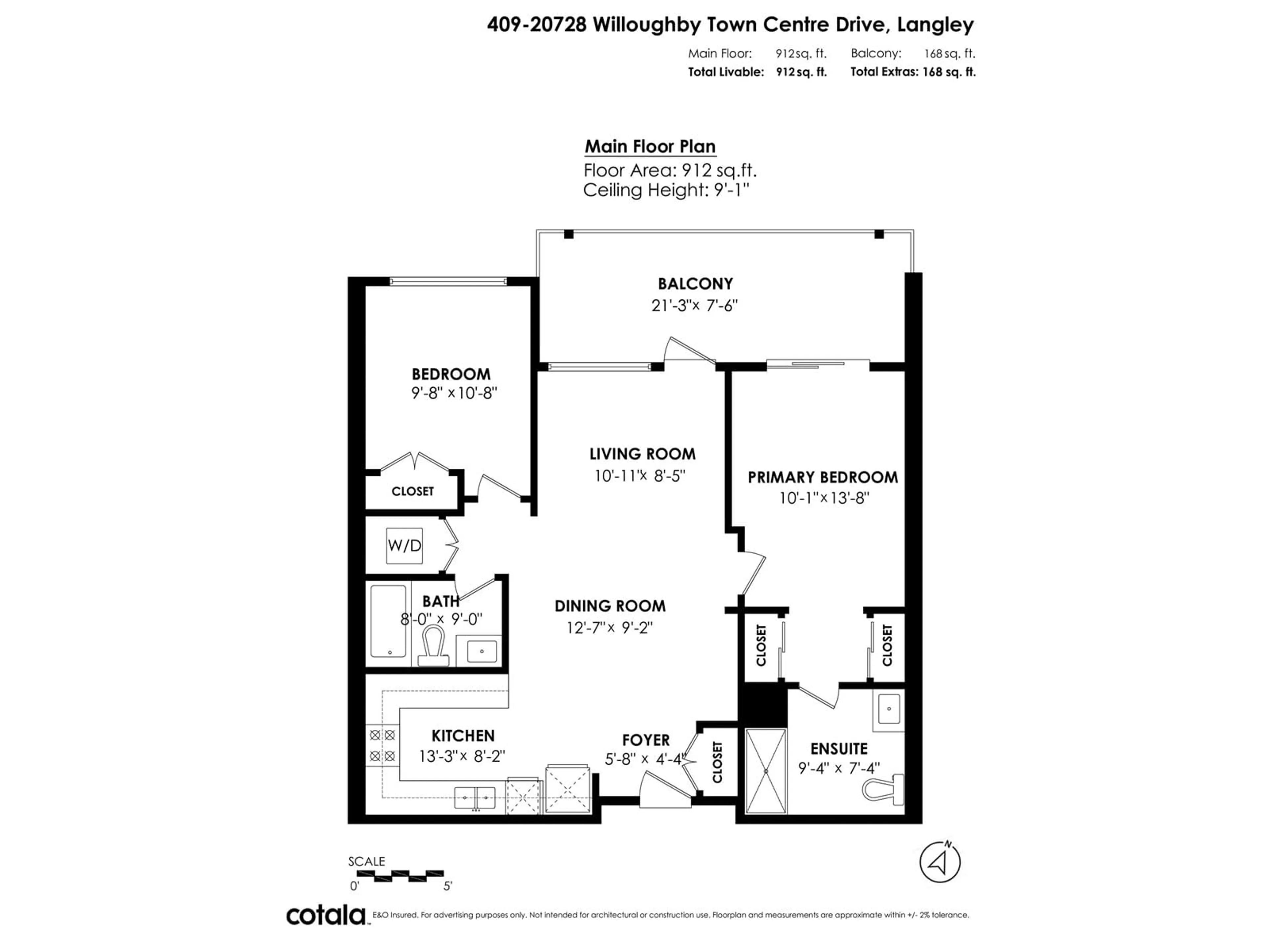Floor plan for 409 - 20728 WILLOUGHBY TOWN CENTRE, Langley British Columbia V2Y0P3