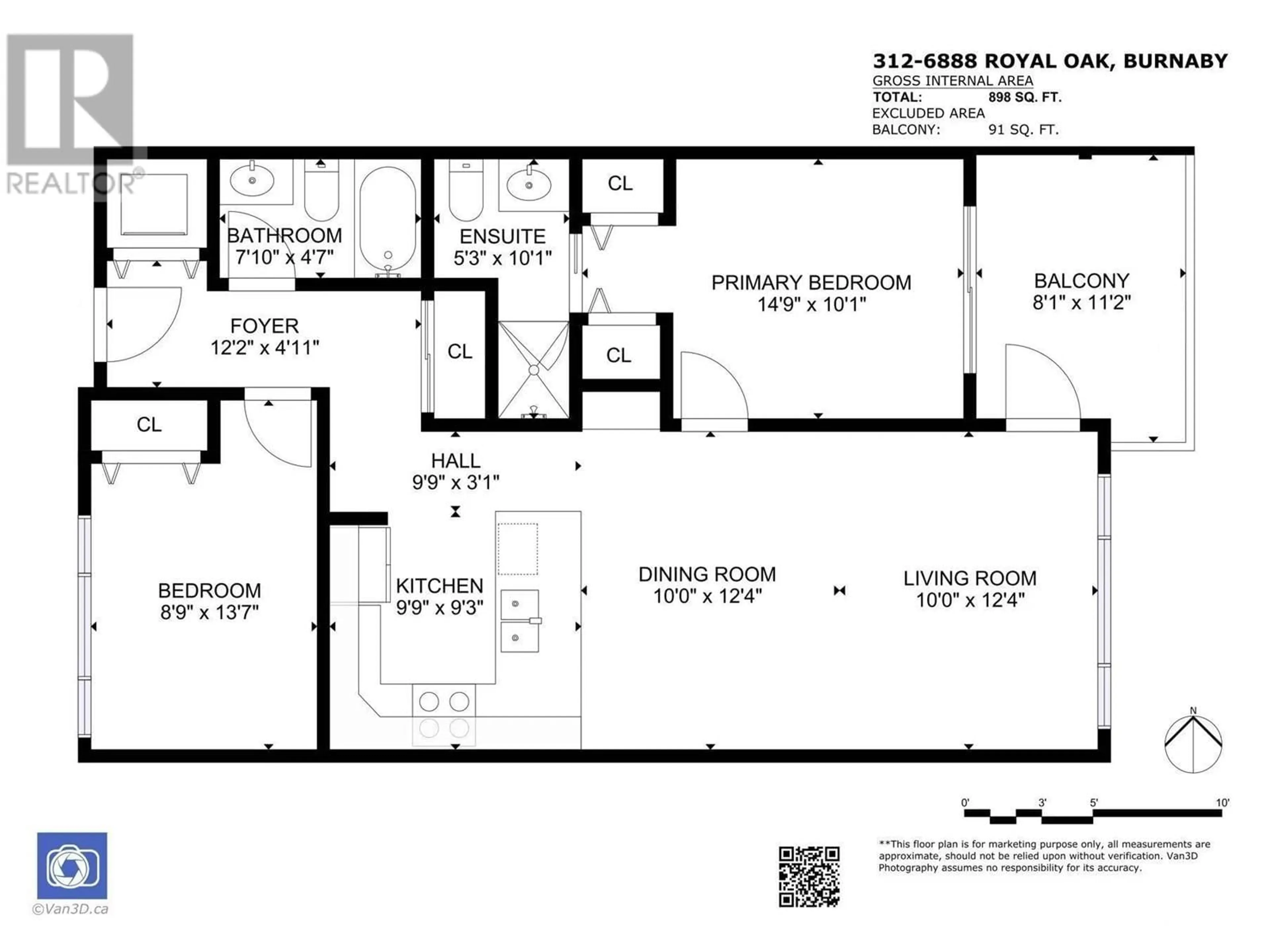 Floor plan for 312 - 6888 ROYAL OAK AVENUE, Burnaby British Columbia V5J4J2