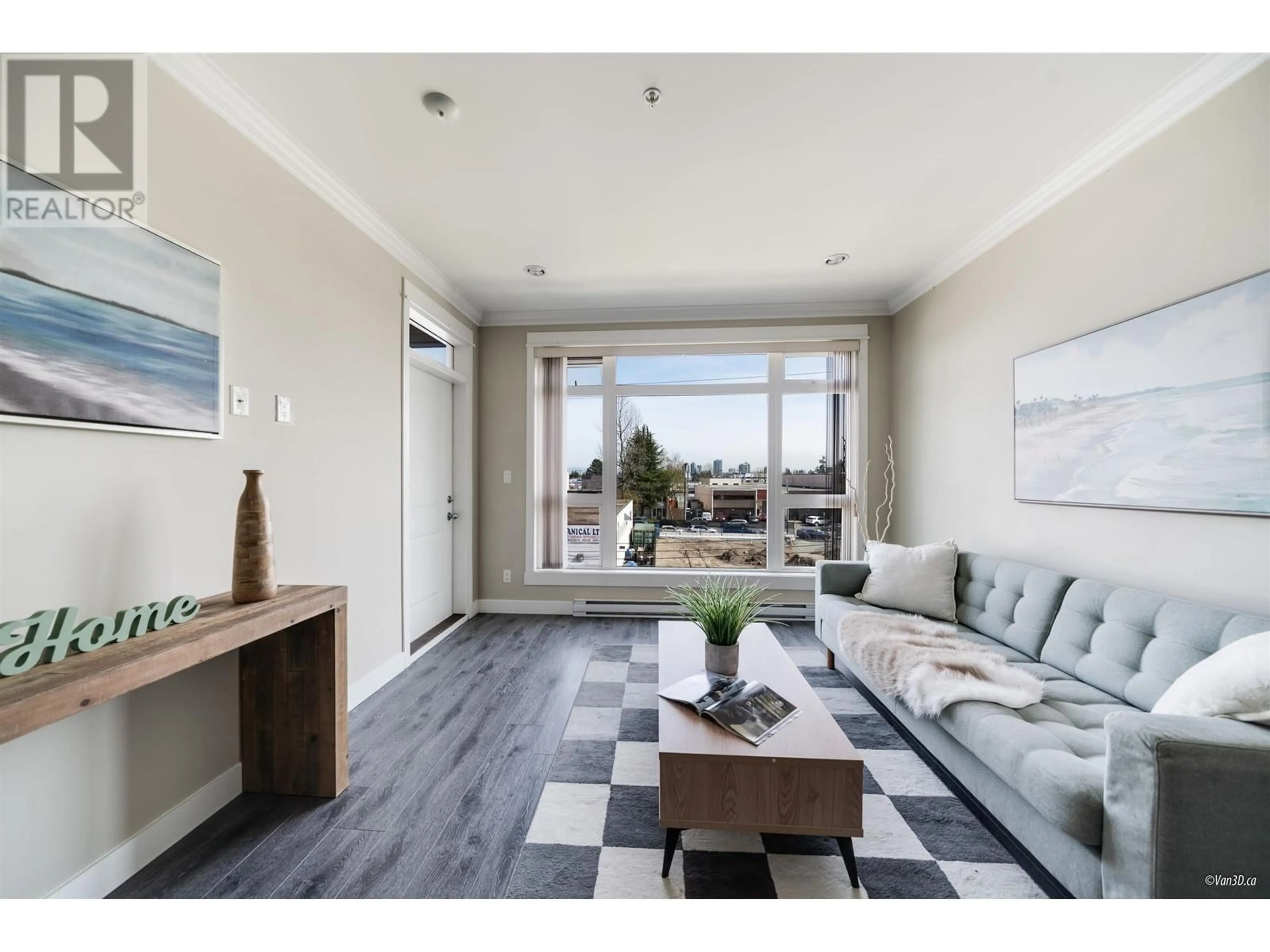 Living room with furniture, wood/laminate floor for 312 - 6888 ROYAL OAK AVENUE, Burnaby British Columbia V5J4J2