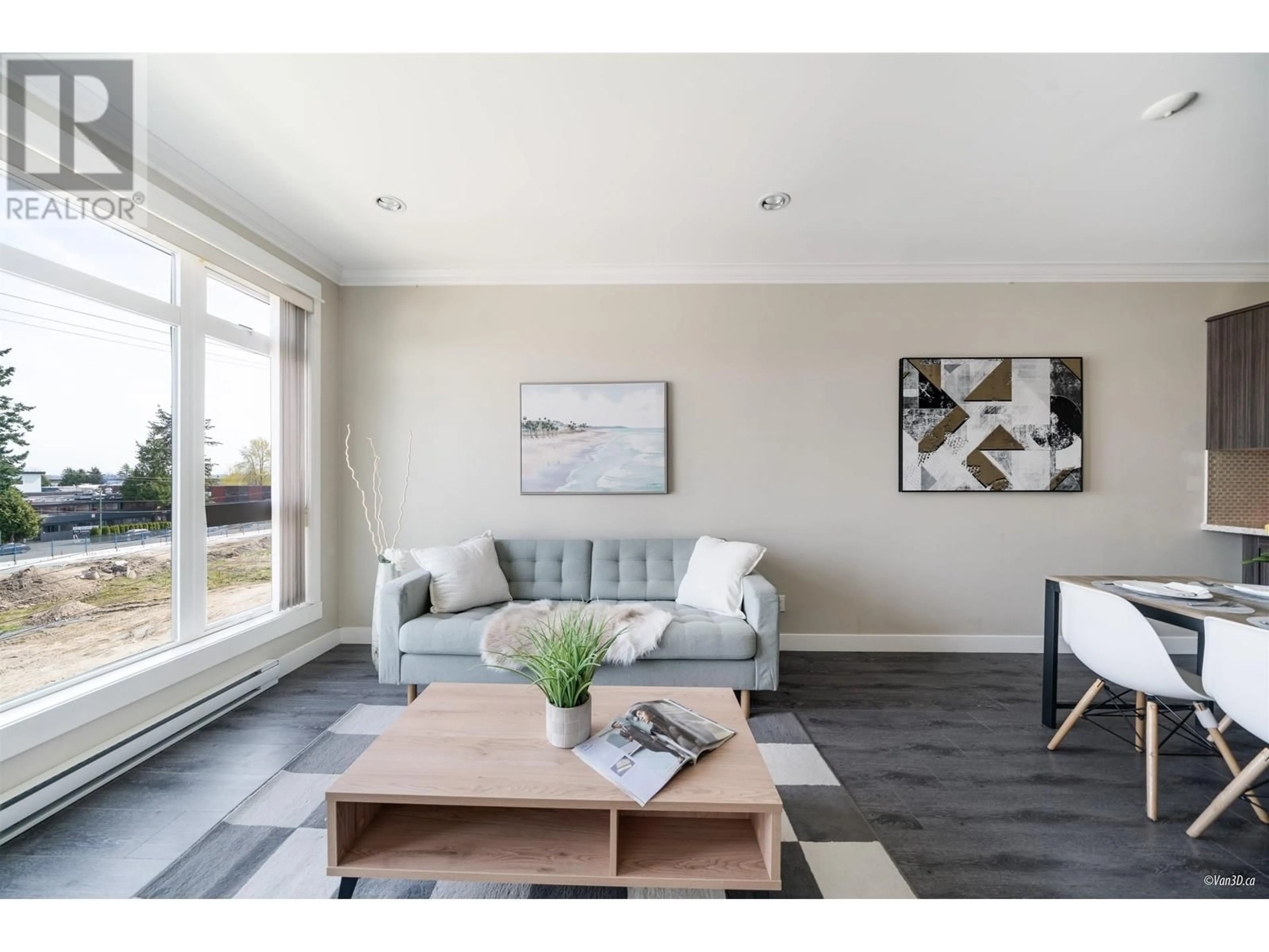 Living room with furniture, wood/laminate floor for 312 - 6888 ROYAL OAK AVENUE, Burnaby British Columbia V5J4J2