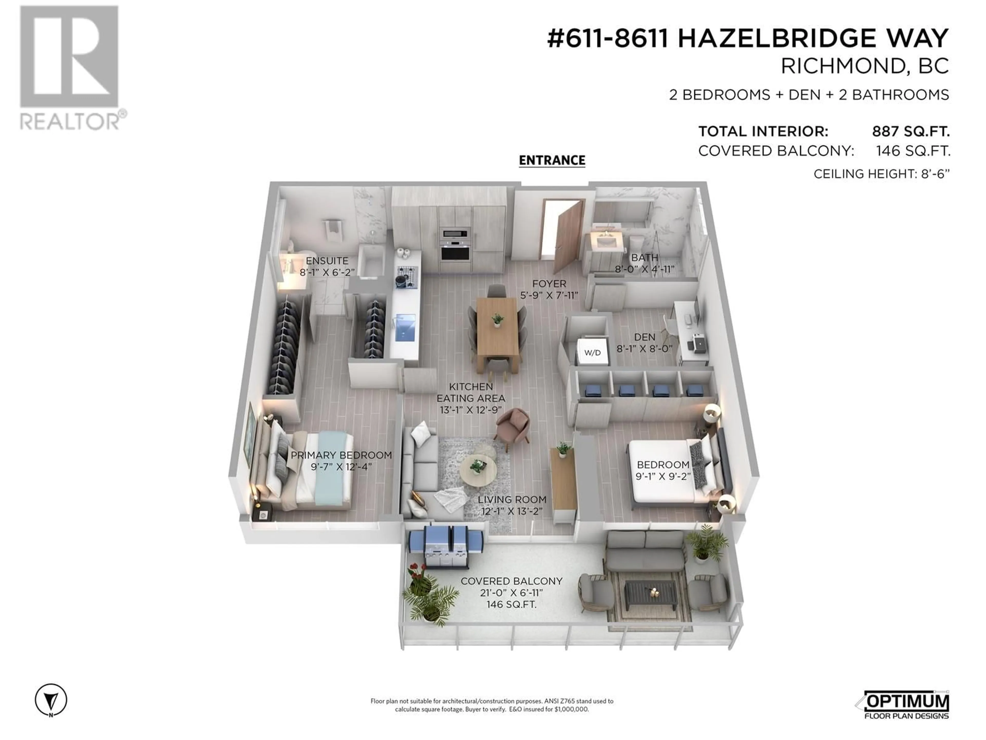 Floor plan for 611 - 8611 HAZELBRIDGE WAY, Richmond British Columbia V6X0W8