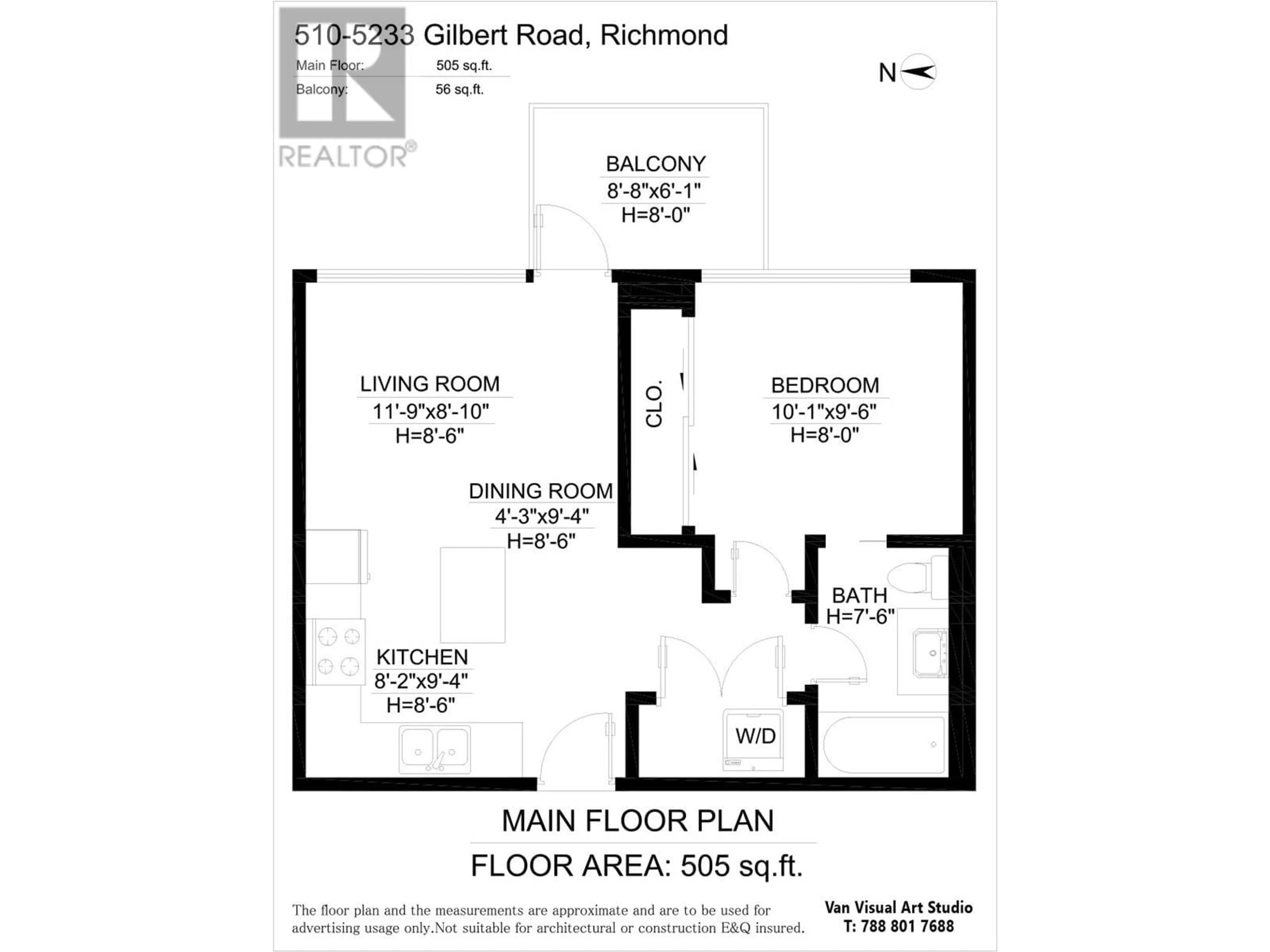 Floor plan for 510 - 5233 GILBERT ROAD, Richmond British Columbia V7C0B3