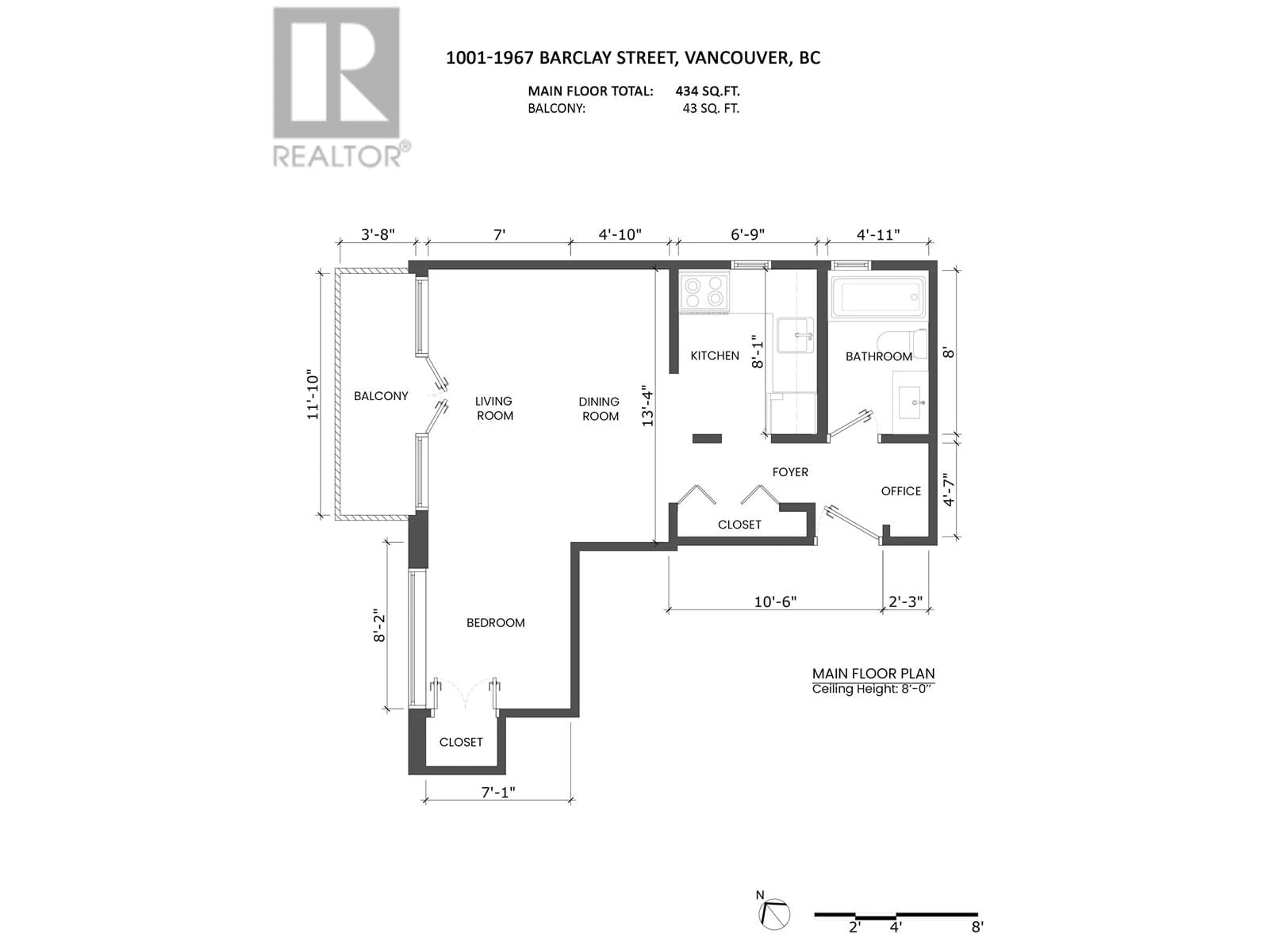 Floor plan for 1001 - 1967 BARCLAY STREET, Vancouver British Columbia V6G1L1