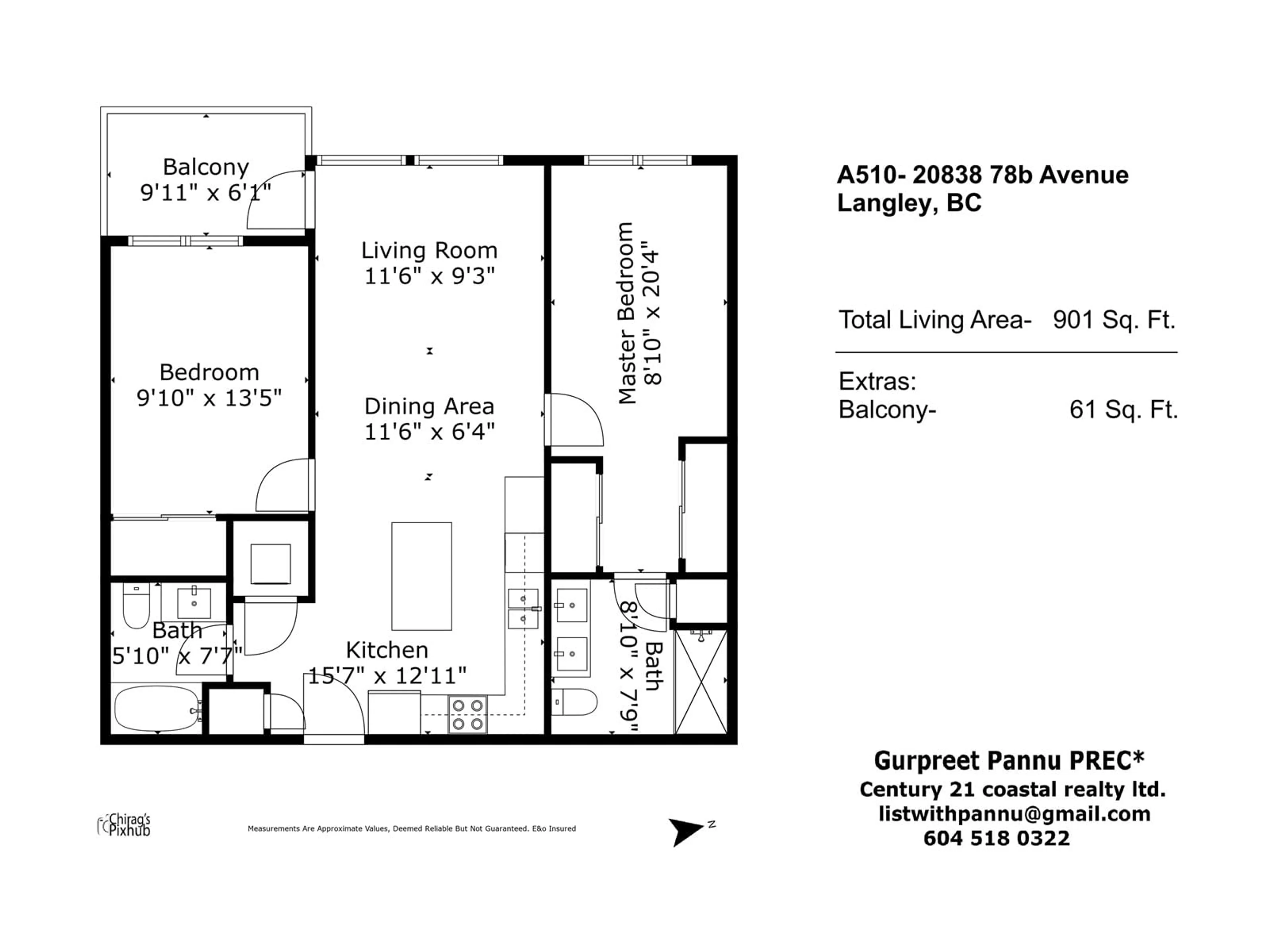 Floor plan for A510 - 20838 78B, Langley British Columbia V2Y3M1