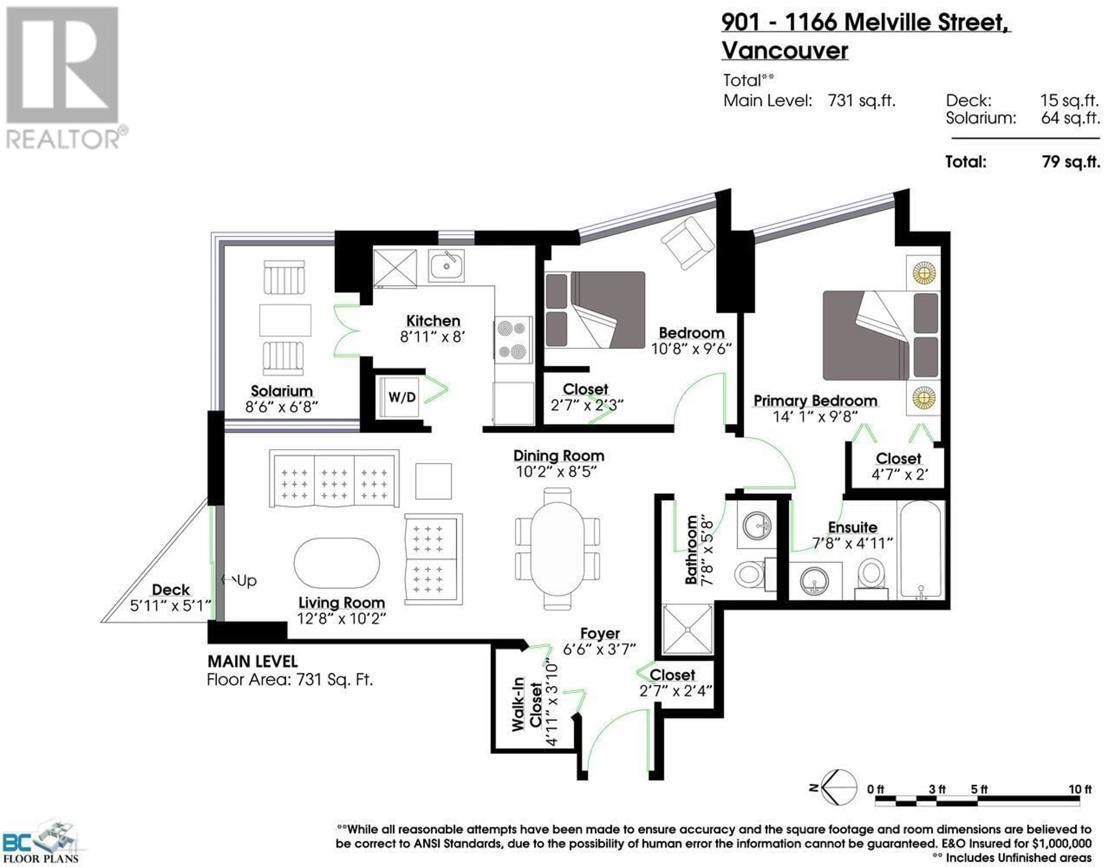 Floor plan for 901 - 1166 MELVILLE STREET, Vancouver British Columbia V6E4P6
