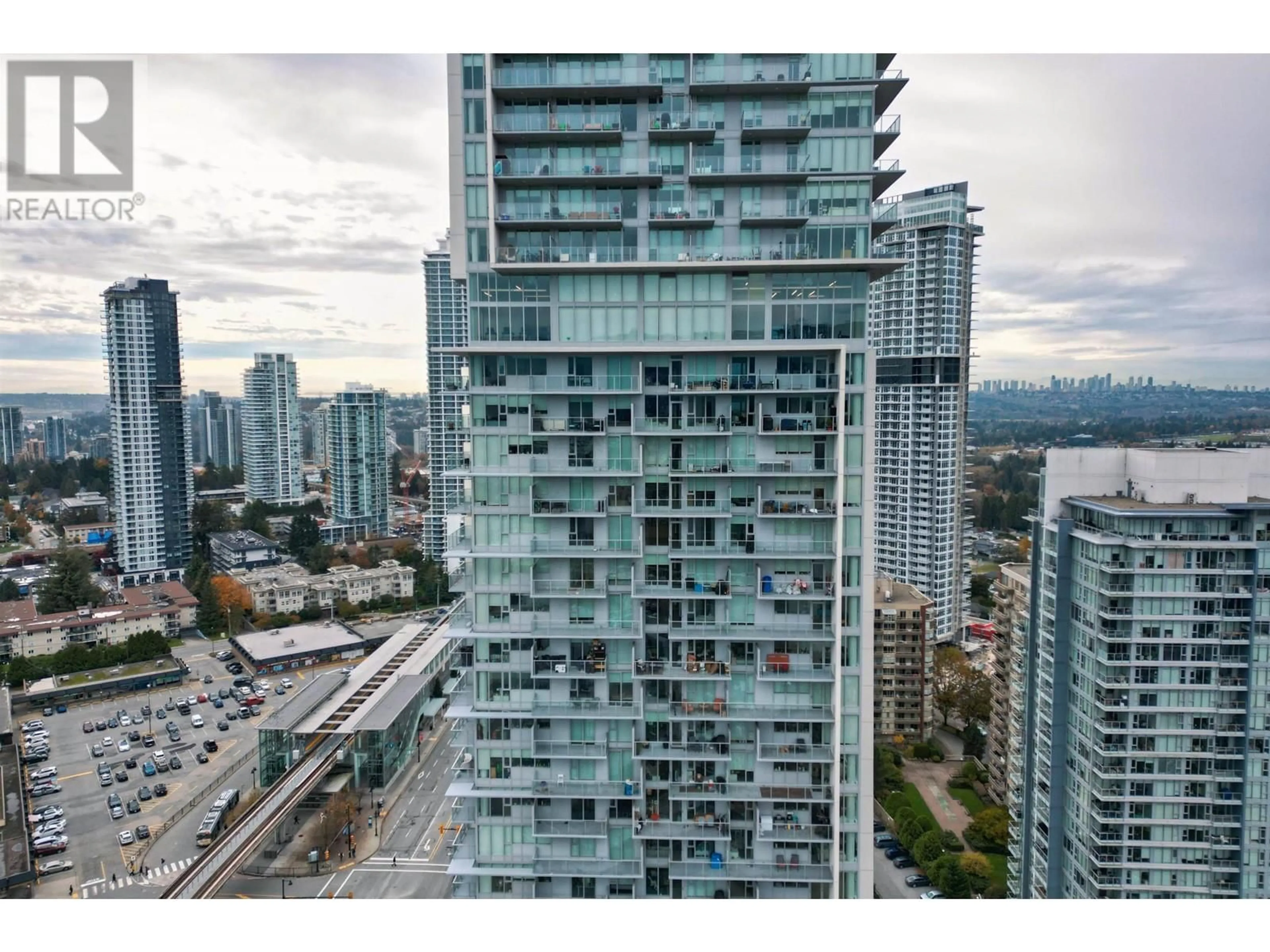 A pic from outside/outdoor area/front of a property/back of a property/a pic from drone, city buildings view from balcony for 1604 - 567 CLARKE ROAD, Coquitlam British Columbia V3J0K7
