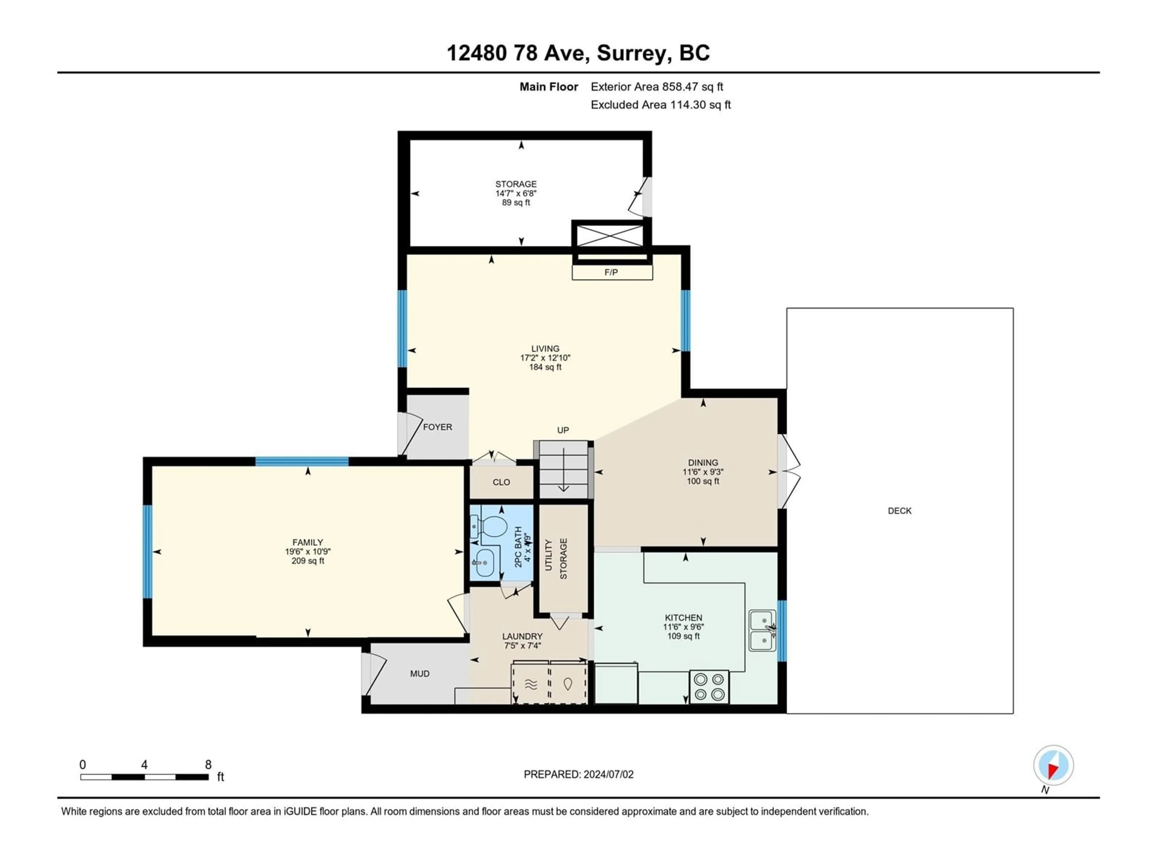 Floor plan for 12480 78, Surrey British Columbia V3W8K1