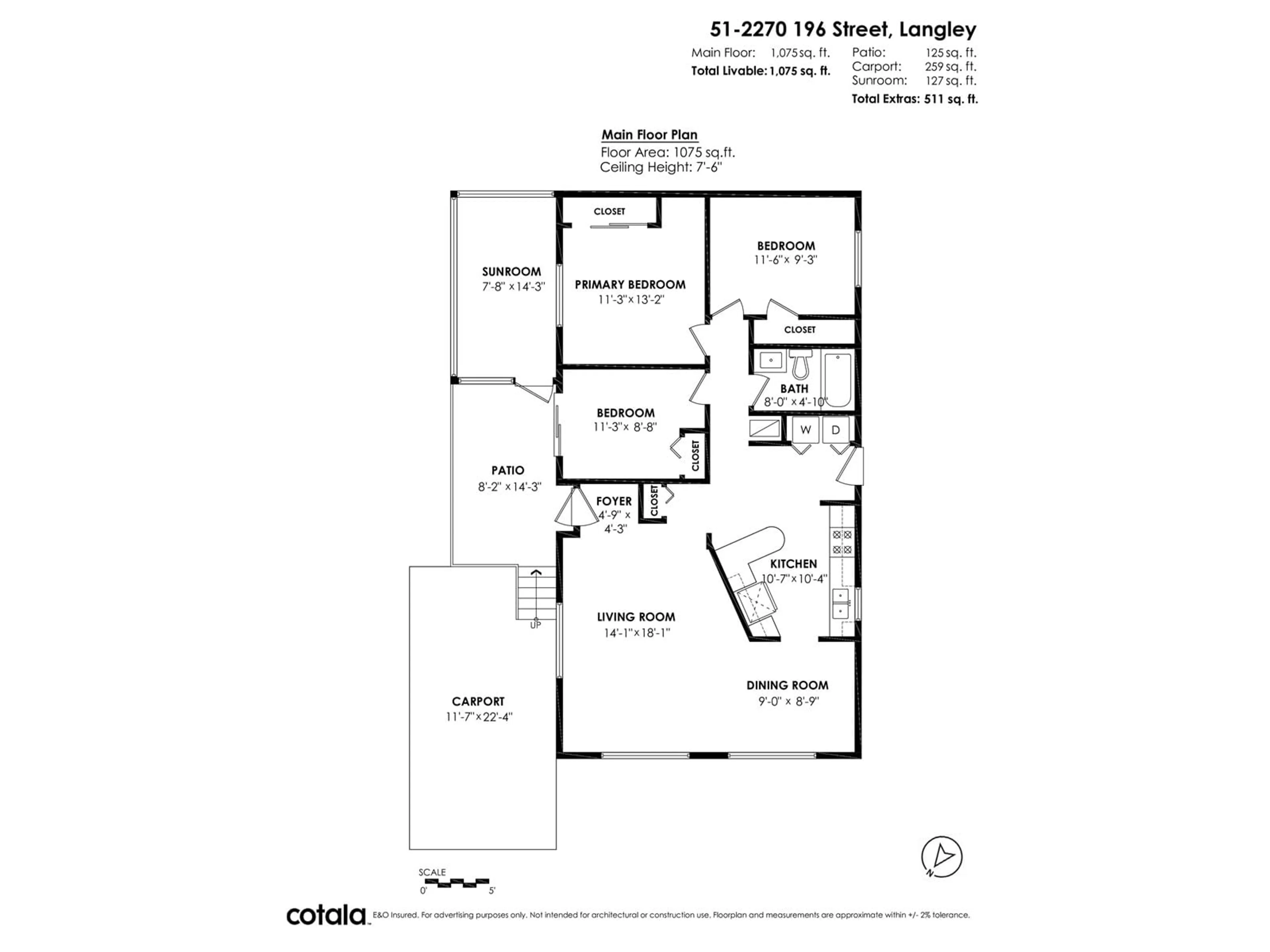 Floor plan for 51 - 2270 196, Langley British Columbia V2Z1N6