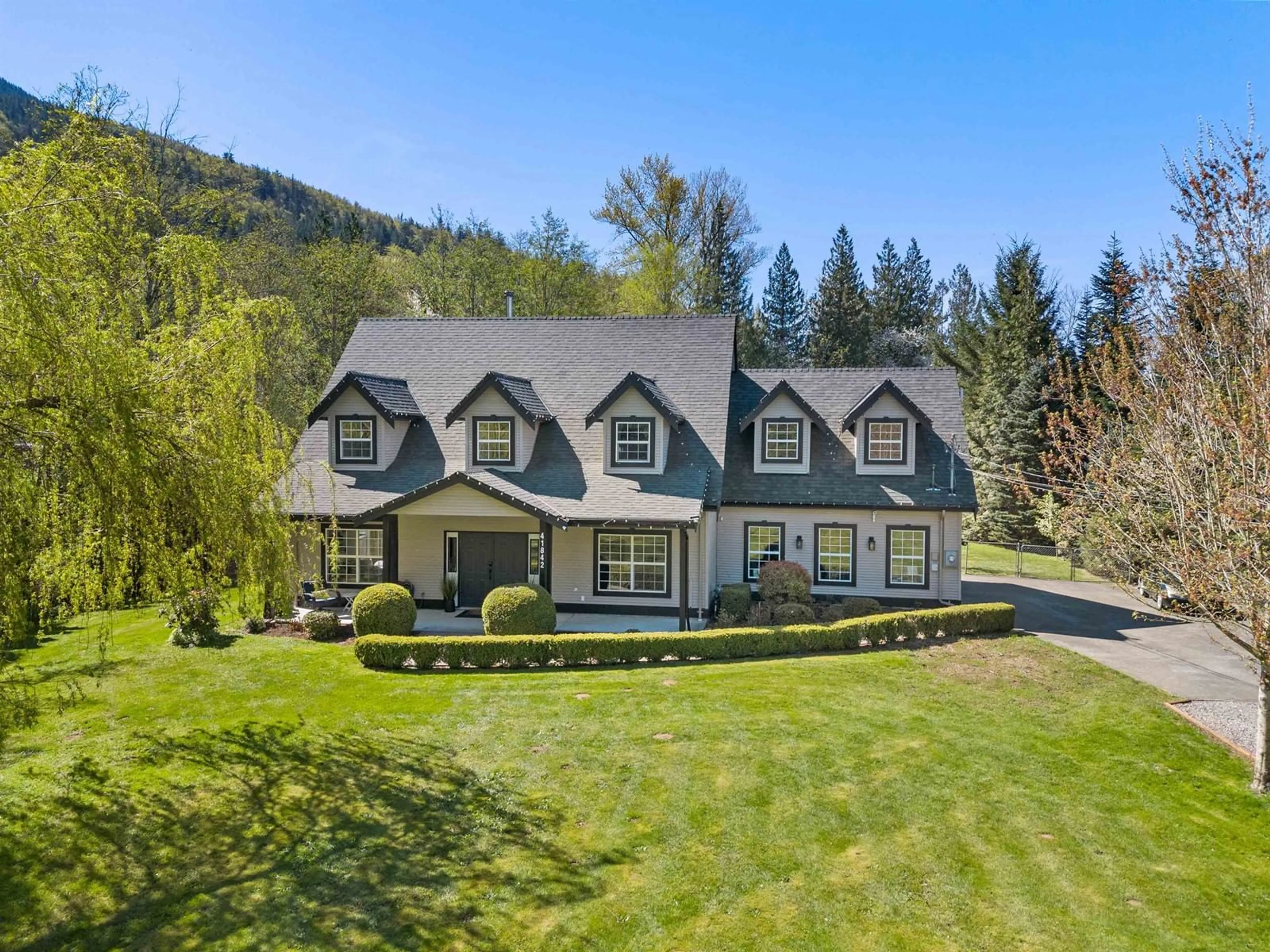 A pic from outside/outdoor area/front of a property/back of a property/a pic from drone, mountain view for 41842 MAPLE LANE, Yarrow British Columbia V2R5G9