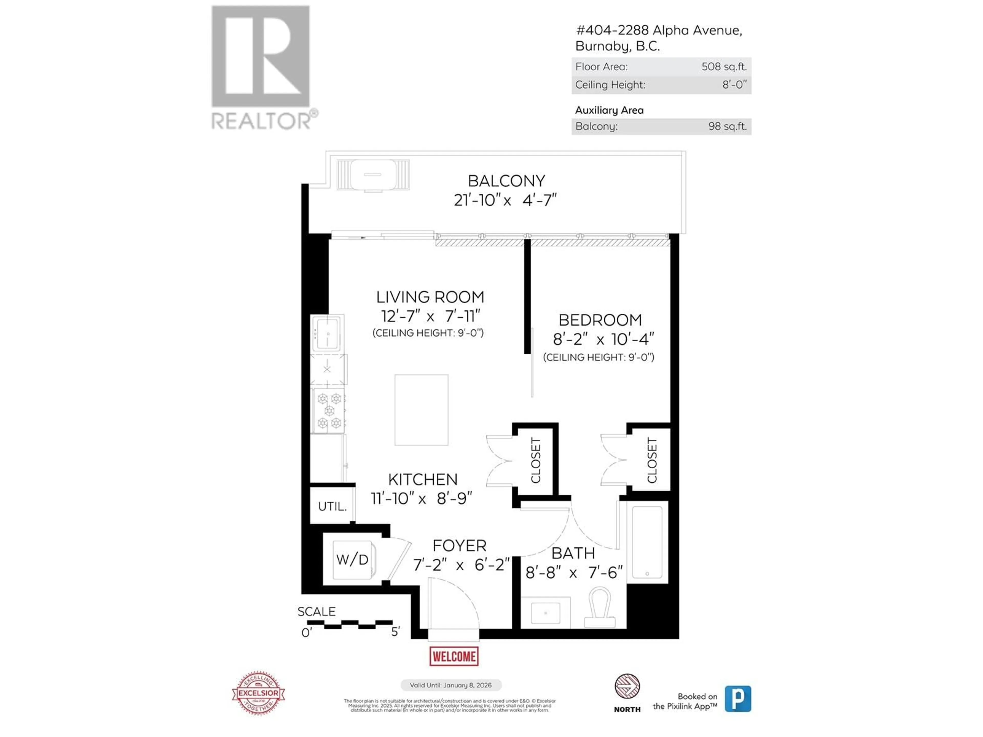 Floor plan for 404 - 2288 ALPHA AVENUE, Burnaby British Columbia V5C0L9