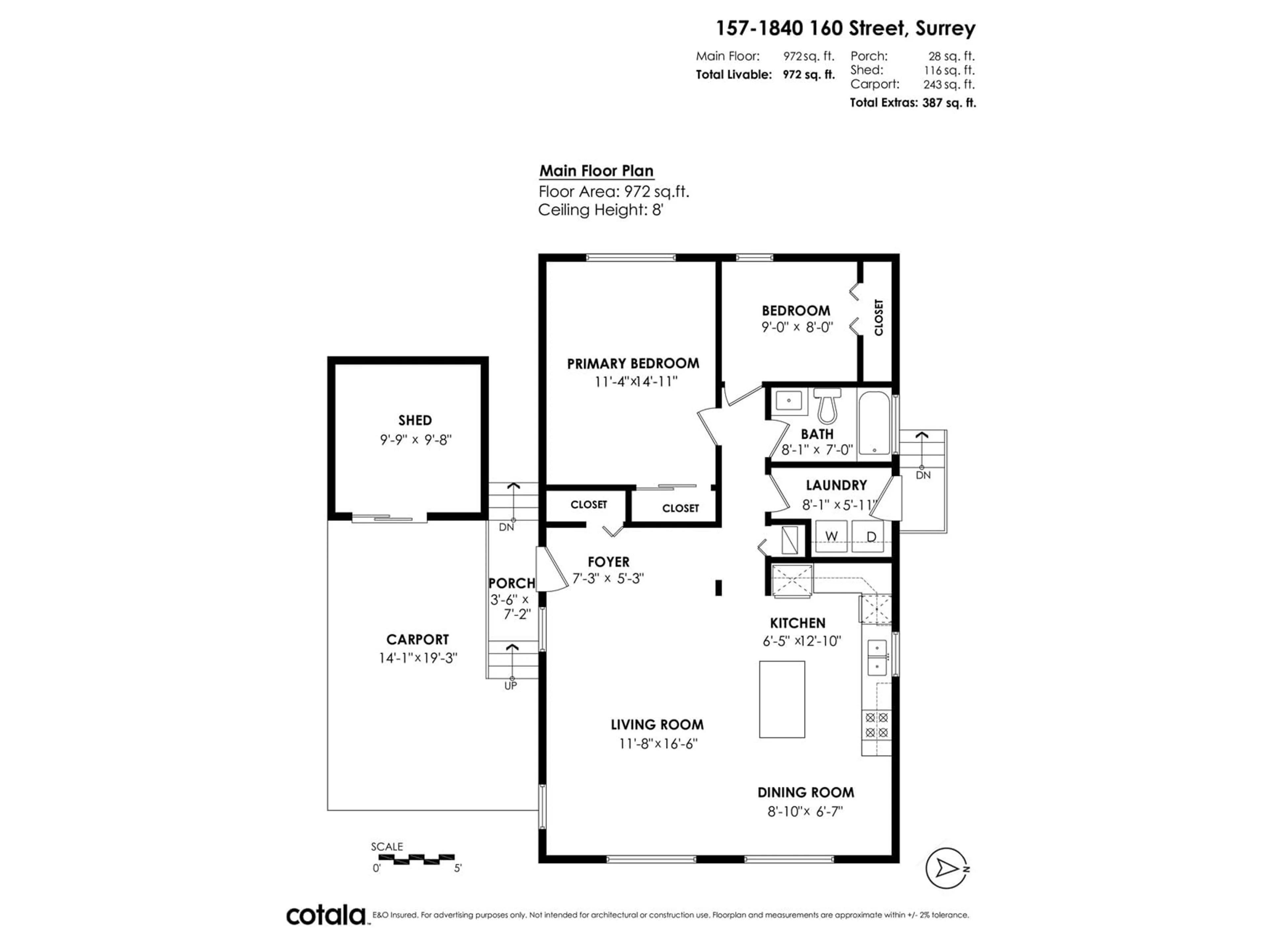 Floor plan for 157 - 1840 160, Surrey British Columbia V4A4X4