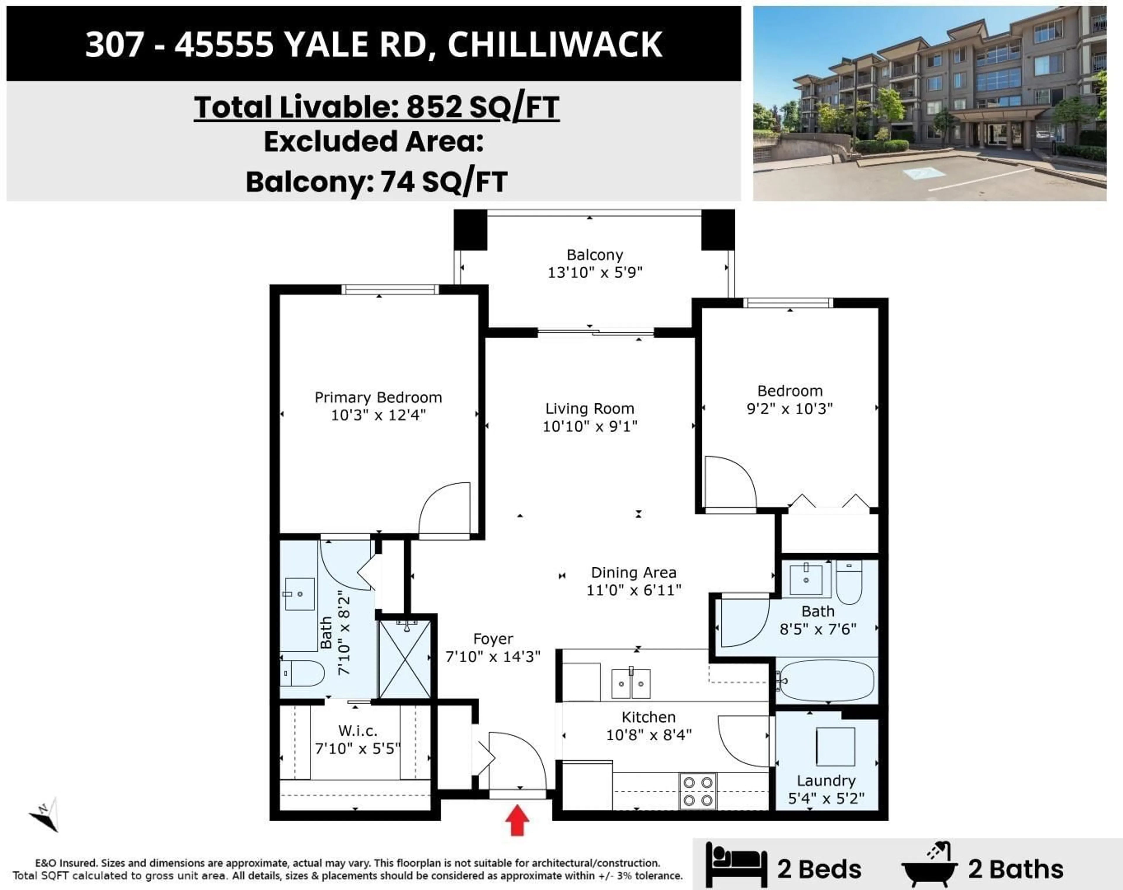 Floor plan for 307 - 45555 YALE ROAD, Chilliwack British Columbia V2P0A9