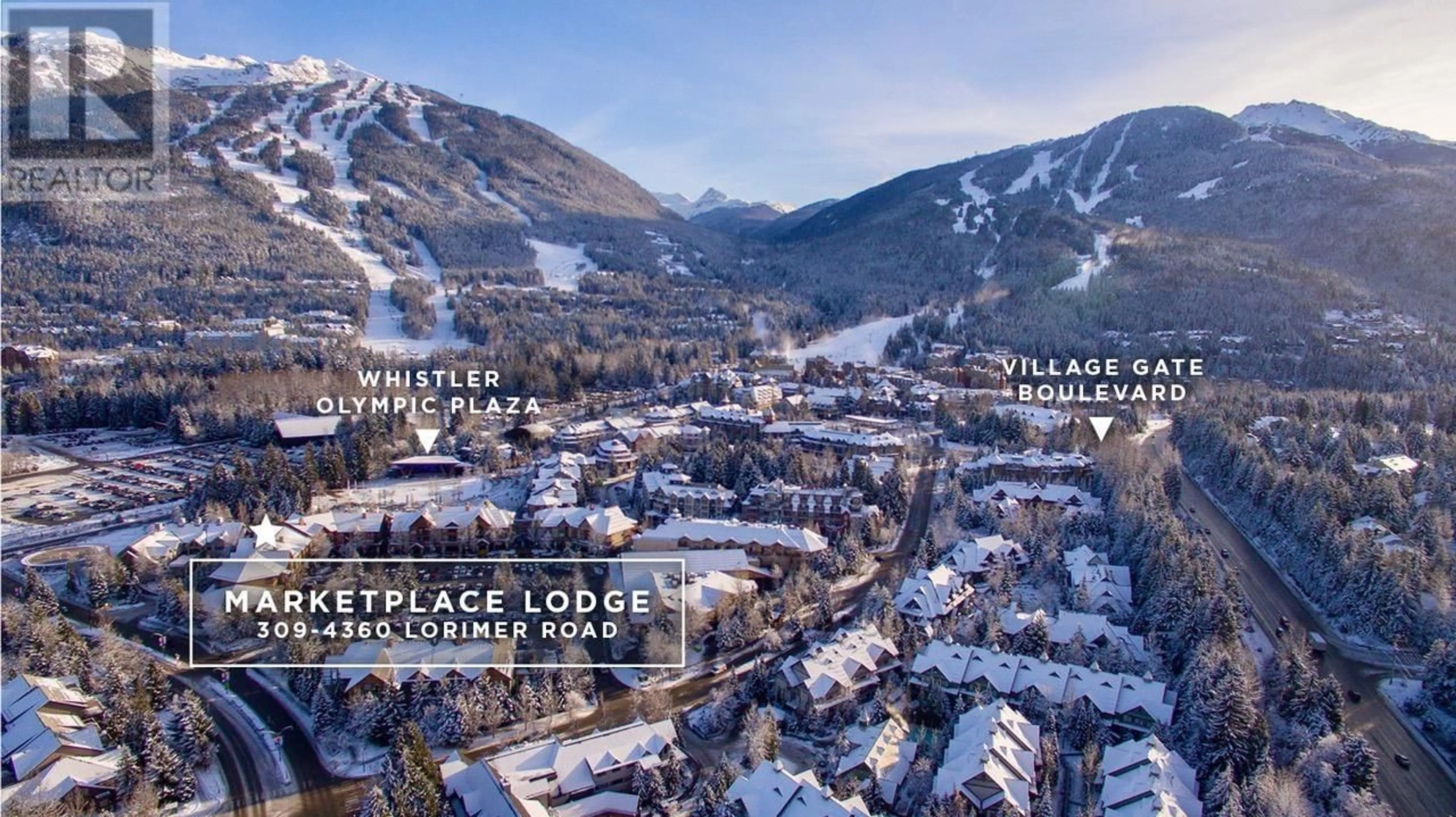 A pic from outside/outdoor area/front of a property/back of a property/a pic from drone, mountain view for 309 - 4360 LORIMER ROAD, Whistler British Columbia V8E1A5