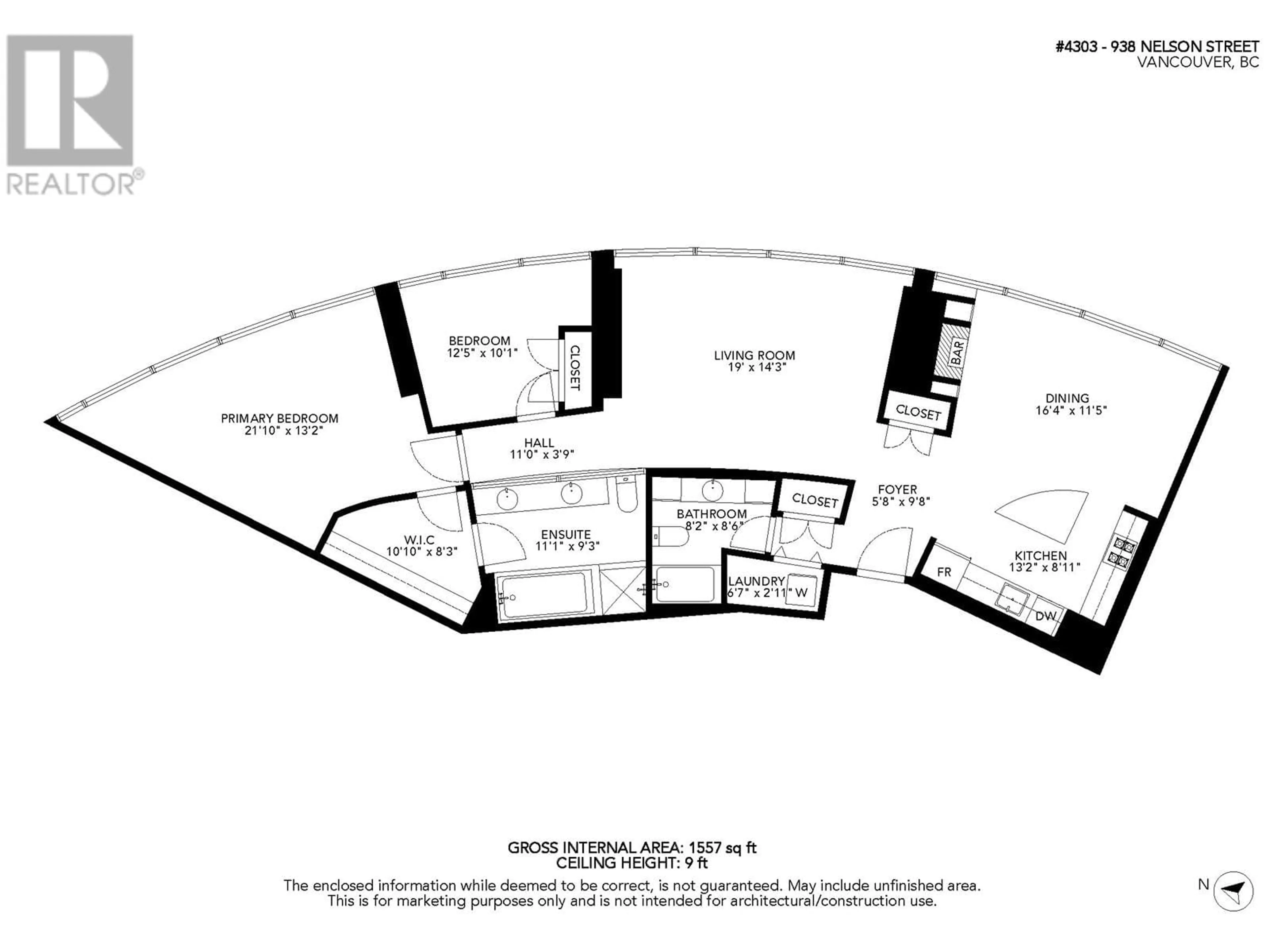 Floor plan for 4303 - 938 NELSON STREET, Vancouver British Columbia V6Z3A7