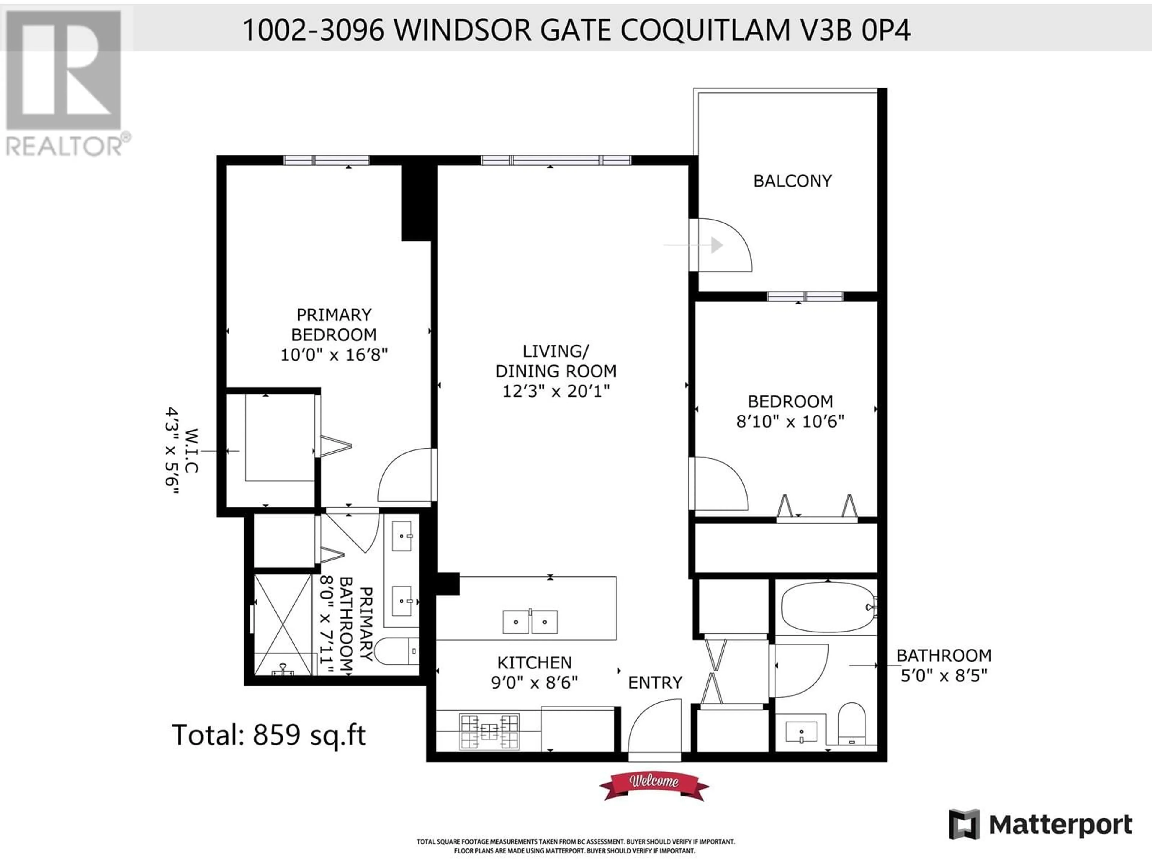 Floor plan for 1002 - 3096 WINDSOR GATE, Coquitlam British Columbia V3B0P4