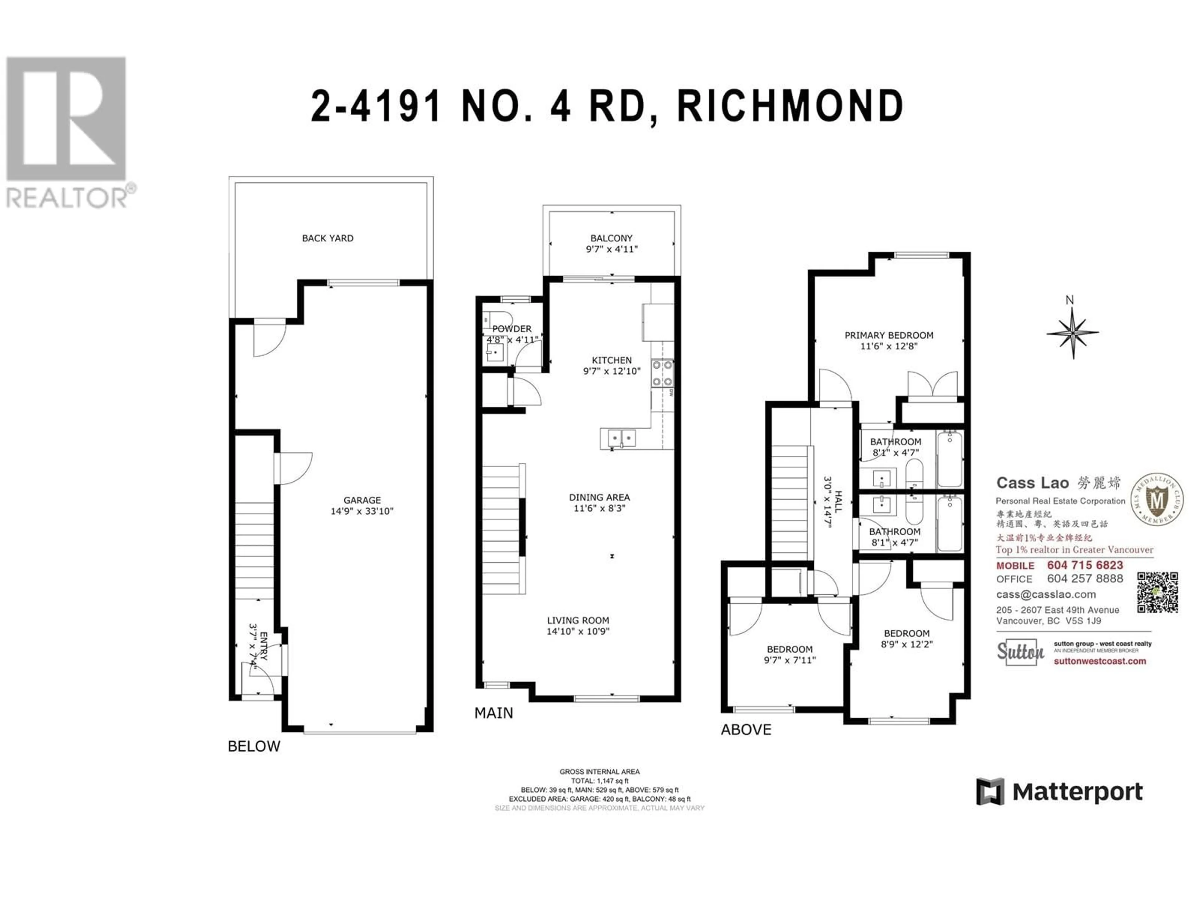 Floor plan for 2 - 4191 NO. 4 ROAD, Richmond British Columbia V6X2M2