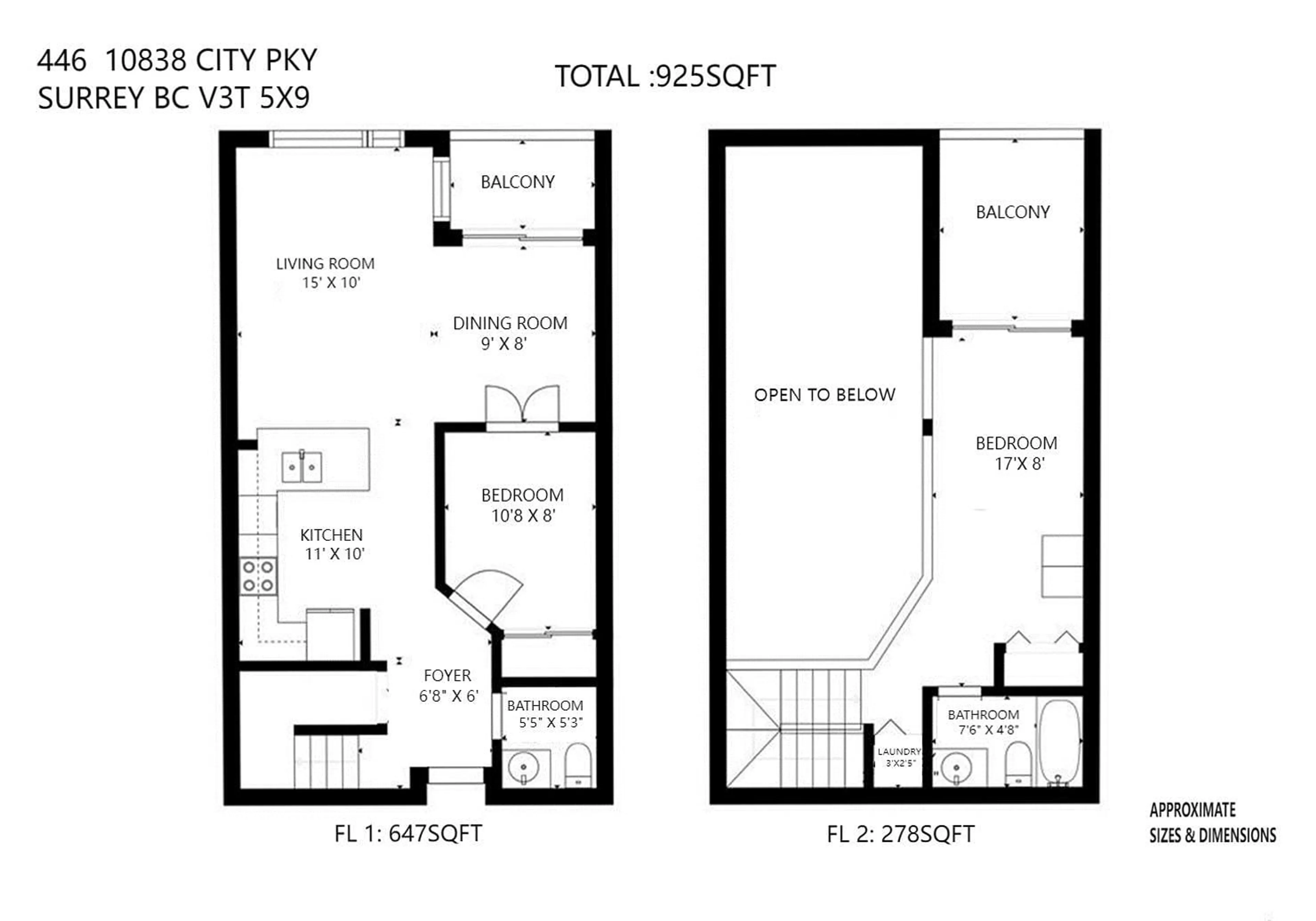 Floor plan for 446 - 10838 CITY, Surrey British Columbia V3T5X9