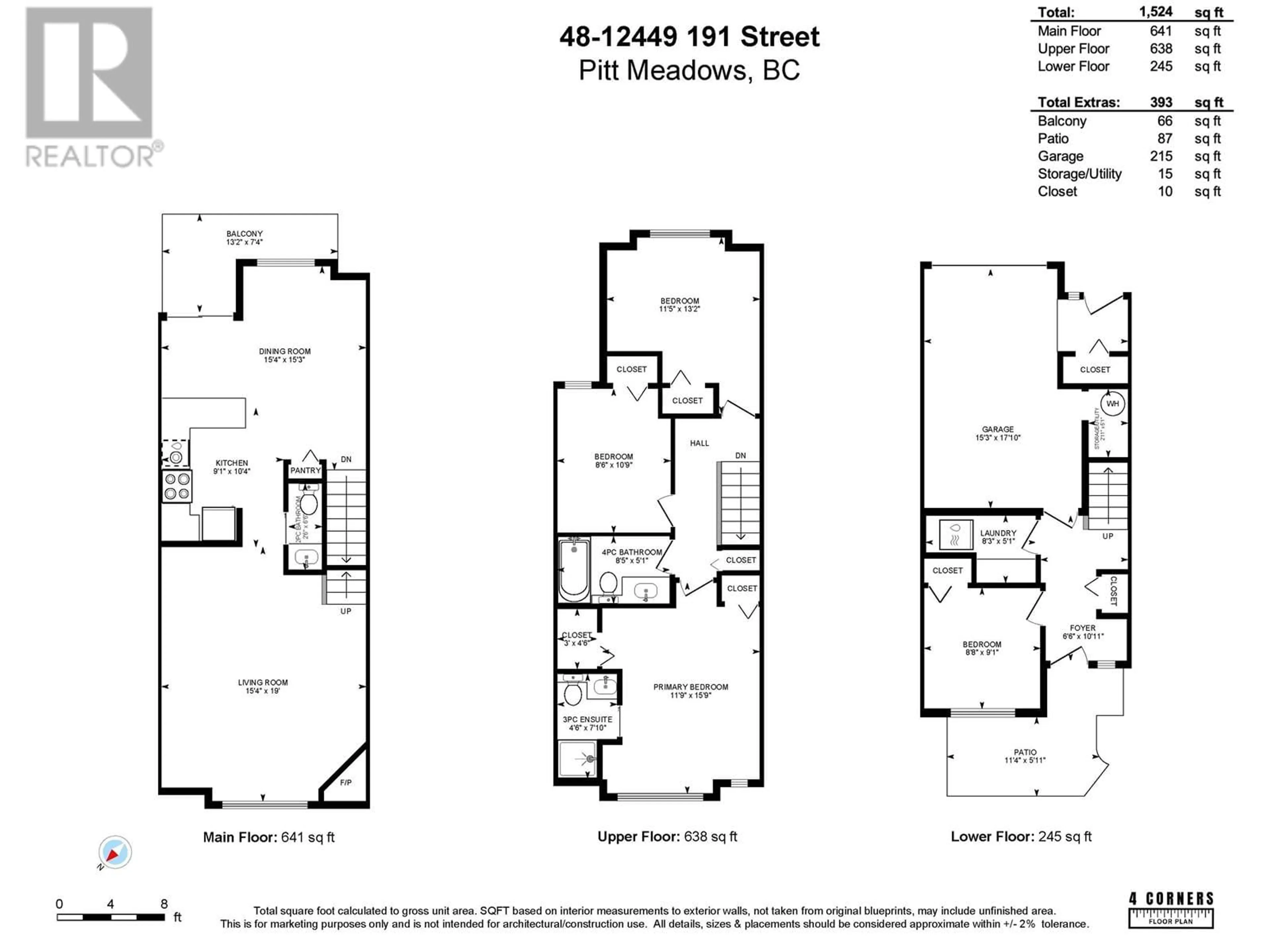 Floor plan for 48 - 12449 191 STREET, Pitt Meadows British Columbia V3Y2R4